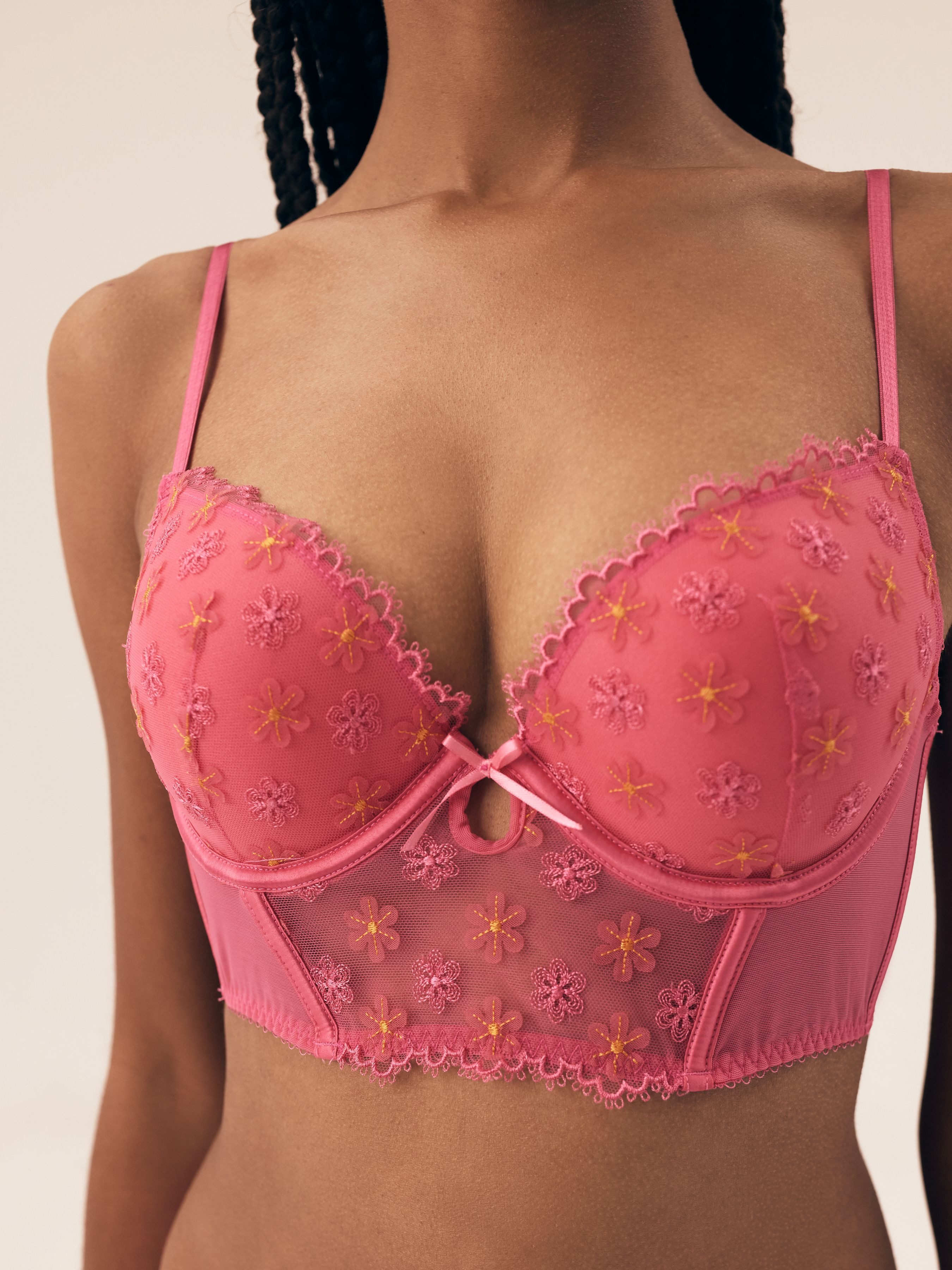 ESOTIQ Bustier Bustier Bloomy, Stickerei, Mesh-Einsätze