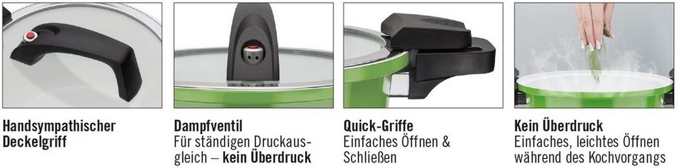 GSW Dampfgartopf Ceramica green, Aluminium (1-tlg), Dampfkochtopf,  mehrfache Ceramic-Versielgung, Induktion