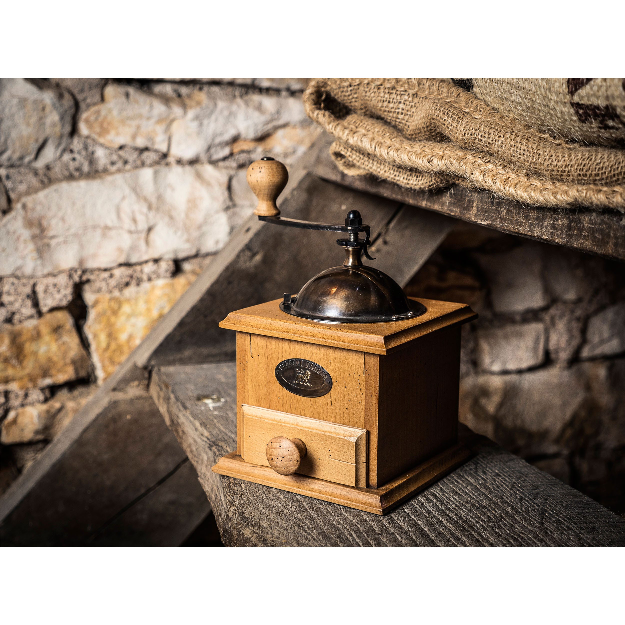 PEUGEOT Kaffeemühle ANTIQUE 21cm Buchenholz Edelstahl