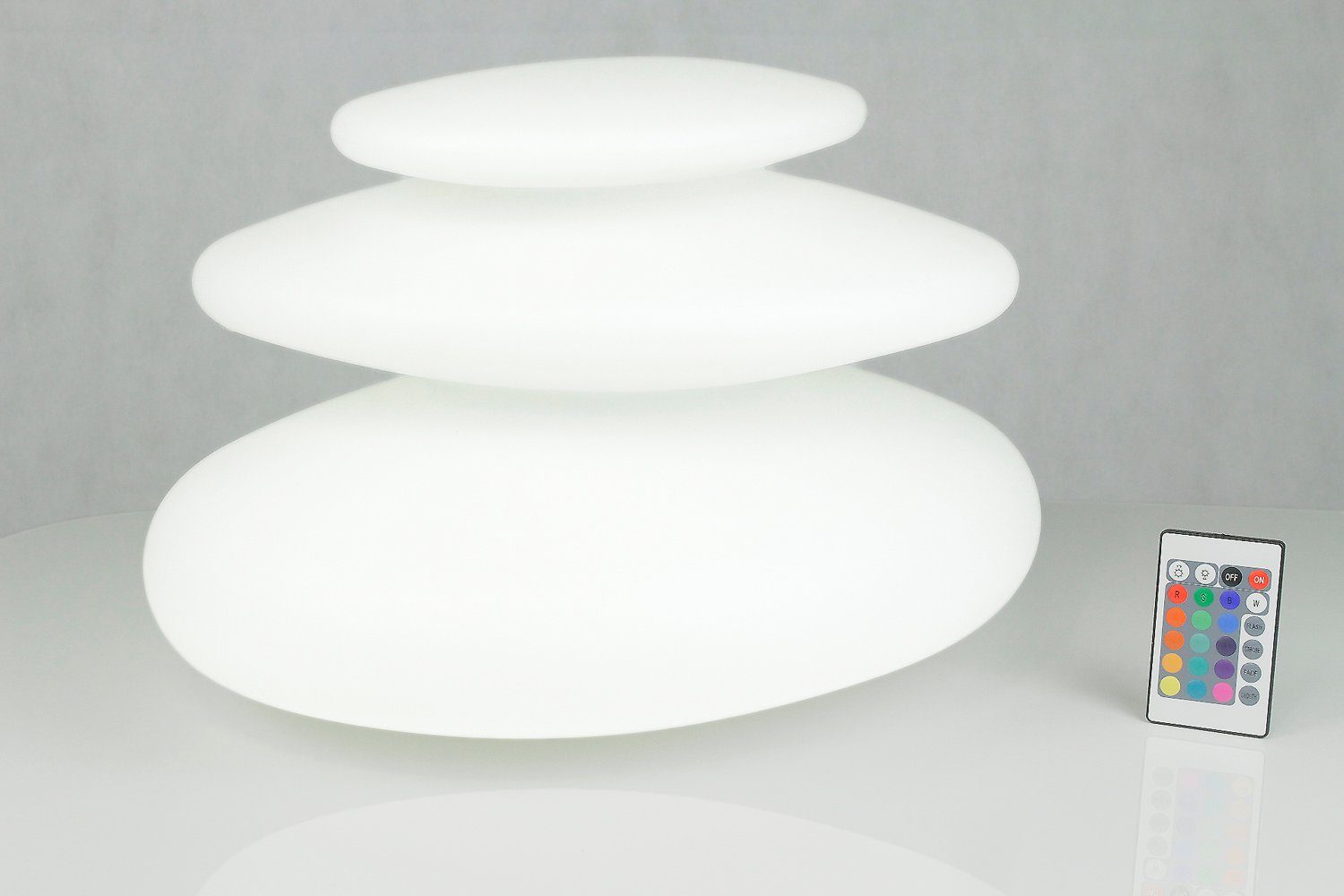 Arnusa Kugelleuchte Flatstones mobile Lampe Dekolampe Tischlampe, Dimmfunktion, LED fest integriert, 16 Leuchtfarben per Fernbedienung wählbar, Stehlampe