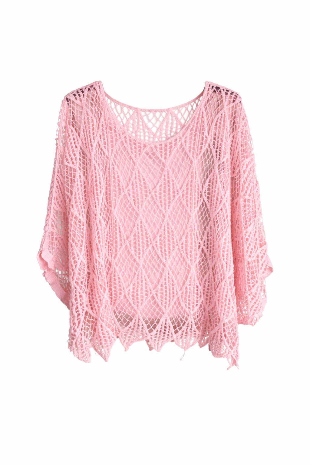 ITALY VIBES - Poncho - Häkelshirt Damen - Häkelbluse - gratis Untershirt - Top ONE SIZE / passend für Größe XS - L - gratis Top