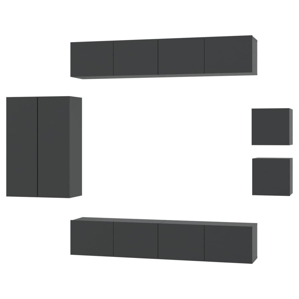 TV-Schrank-Set 8-tlg. (8-St) TV-Schrank Holzwerkstoff Schwarz vidaXL