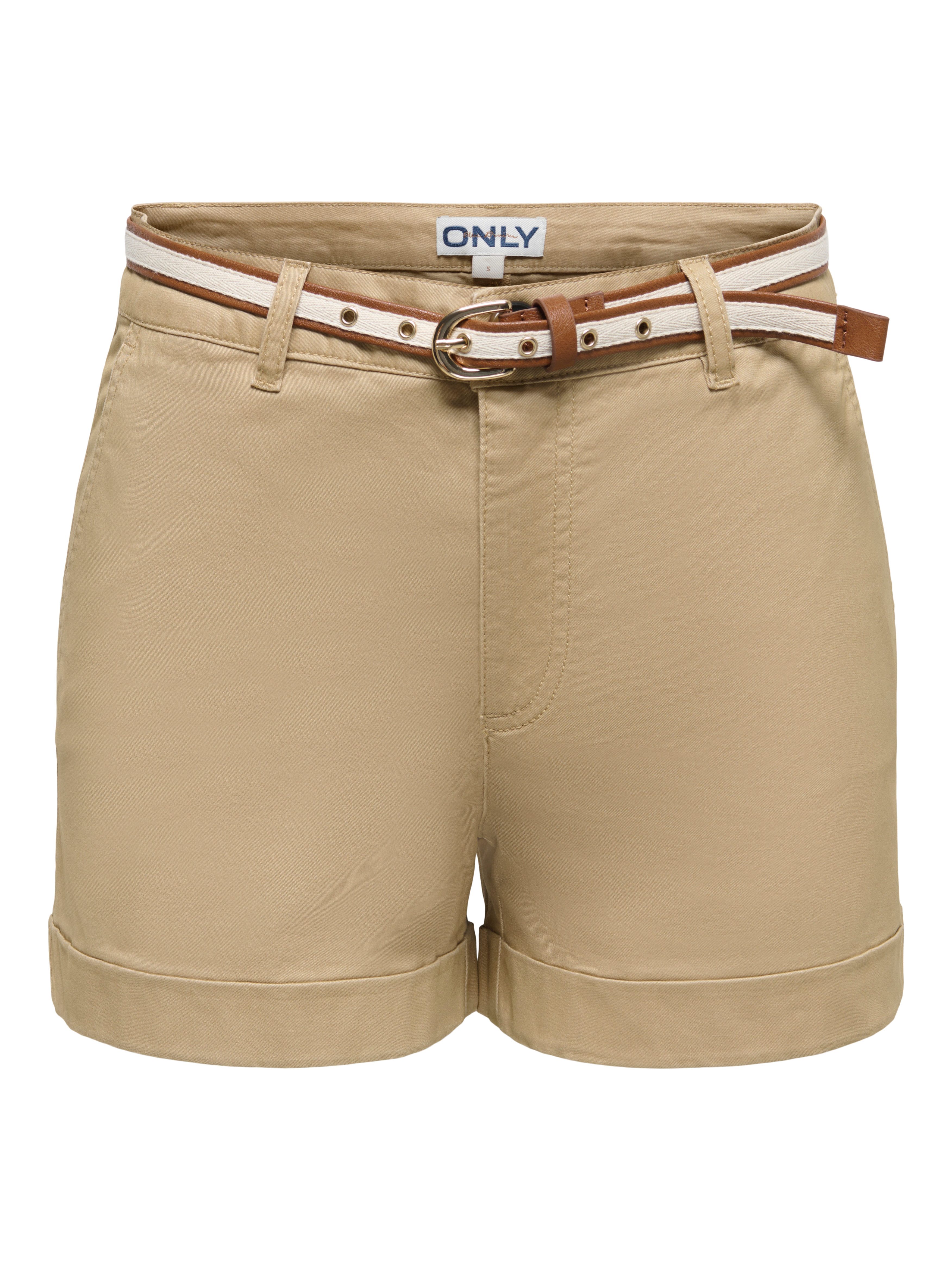 ONLY Shorts ONLTRINY MW BELT SHORTS PNT Baumwollmischung, regular fit, Regular Waist