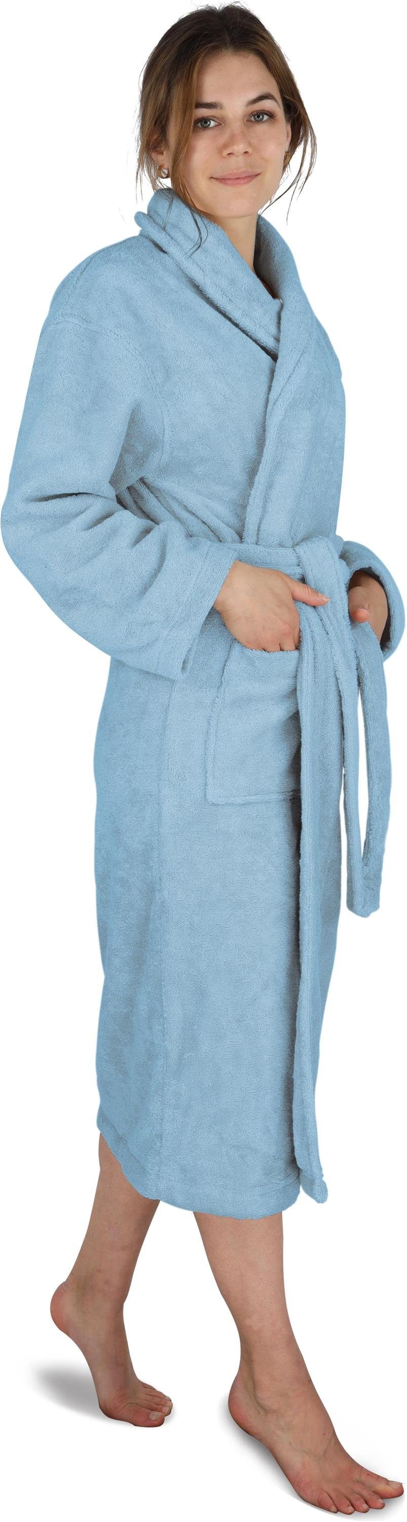 normani Unisex-Bademantel Unisex Baumwoll-Bademantel 450 g/m² Flee, 122, Bio-Baumwolle, Schalkragen, Bindegürtel, Bademantel aus extra dickem Material