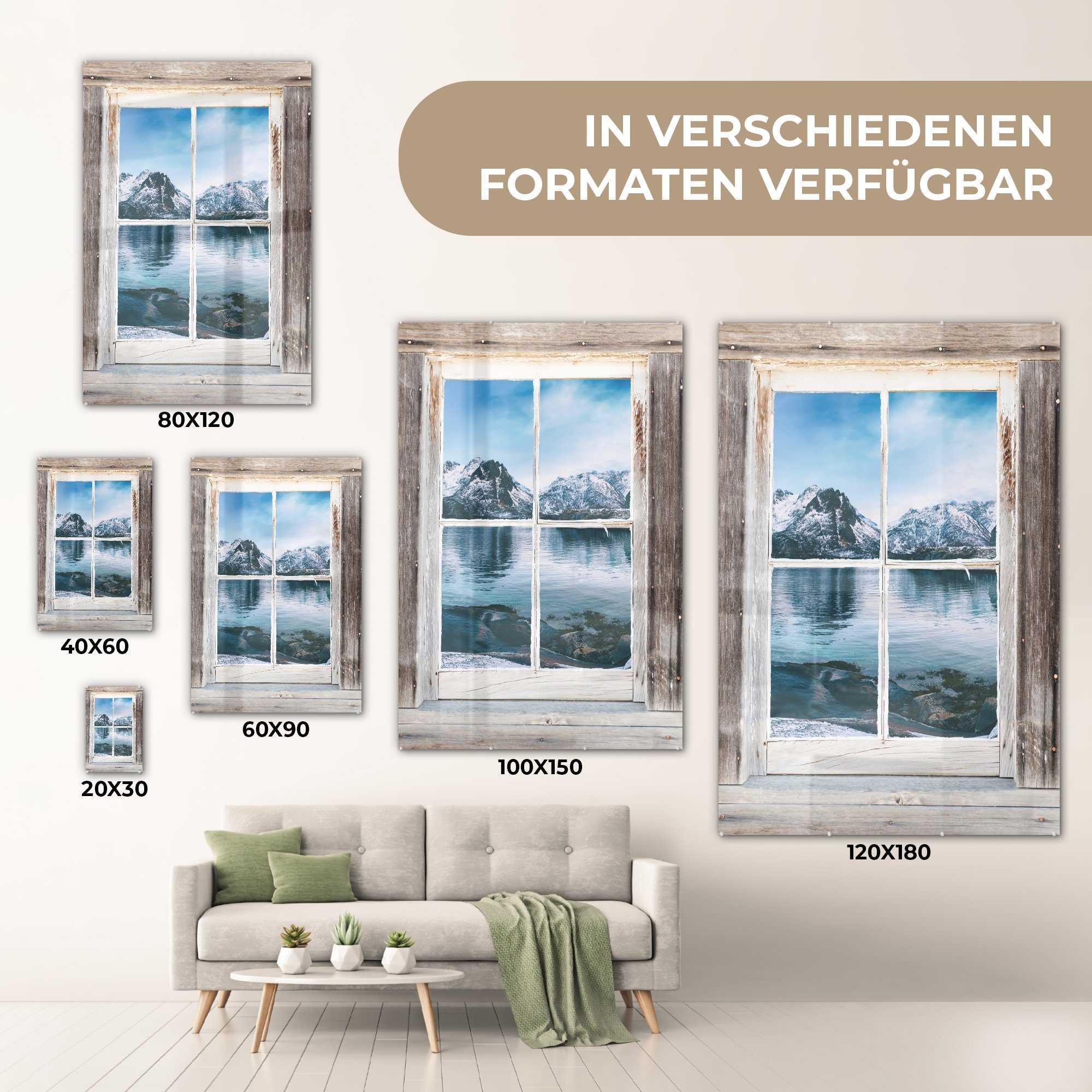 (1 Bilder Glas auf St), - auf - MuchoWow Foto Glasbilder Wandbild - Berg Aussicht Wanddekoration - Wasser, Glas Acrylglasbild -