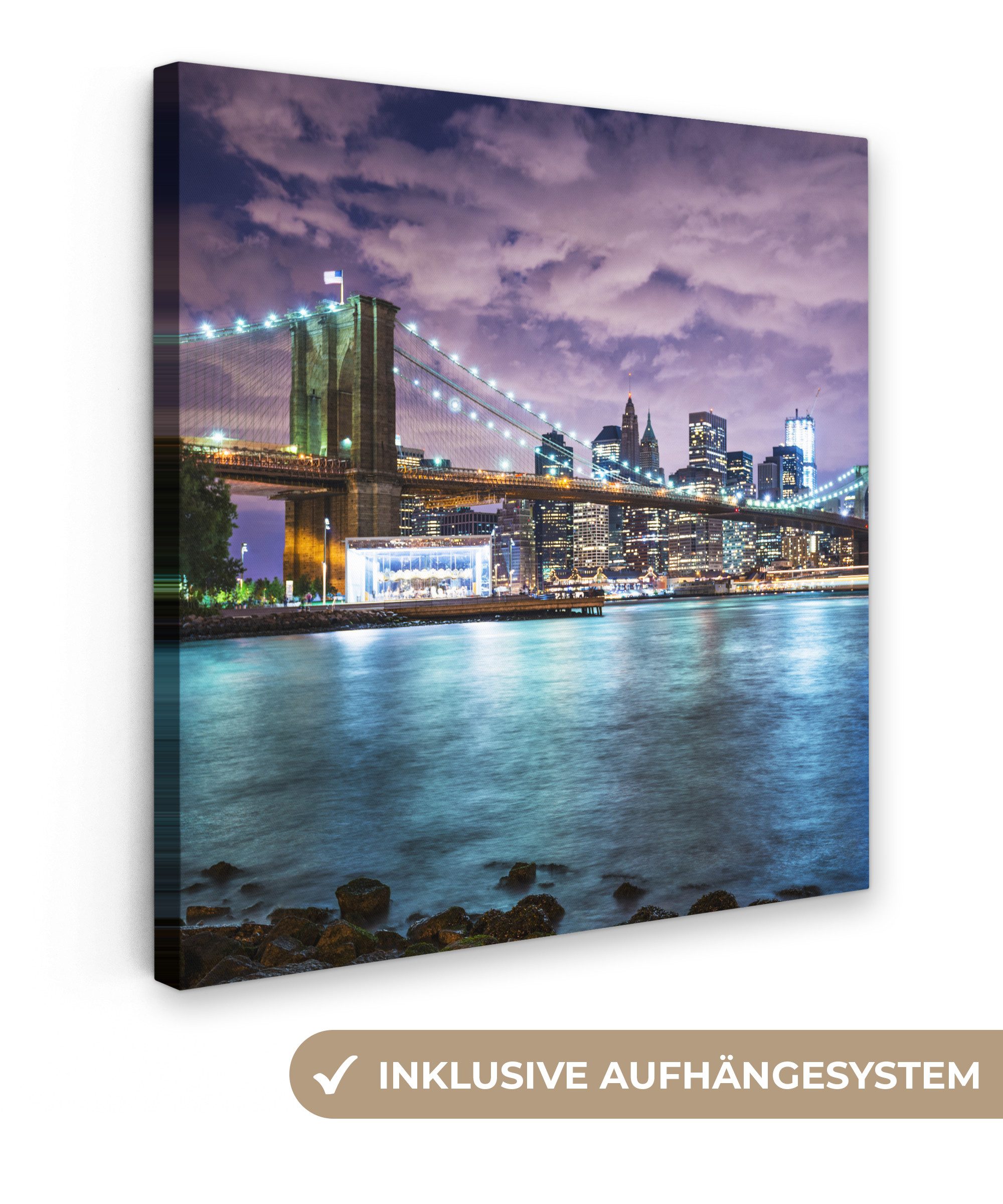 OneMillionCanvasses® Leinwandbild New York - Skyline - Stadt - Farben, Fotodruck (1 St), Wandbild, Deko Schlafzimmer Wohnzimmer Flur 20x20 cm