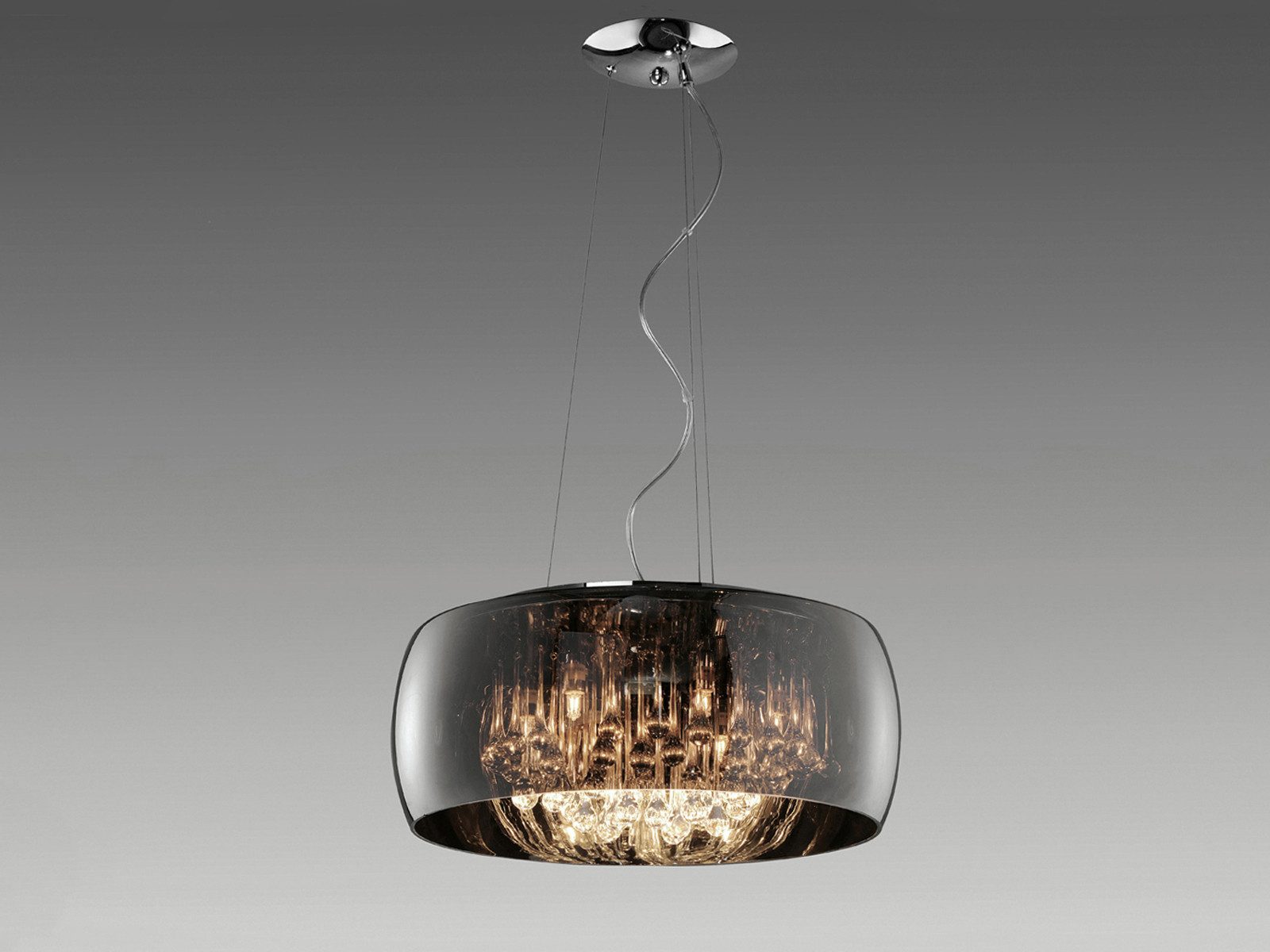 TRIO Leuchten LED Pendelleuchte, LED wechselbar, Warmweiß, Designer-lampen Lampenschirm Rauch-glas Kristall übern Esstisch, Ø50cm