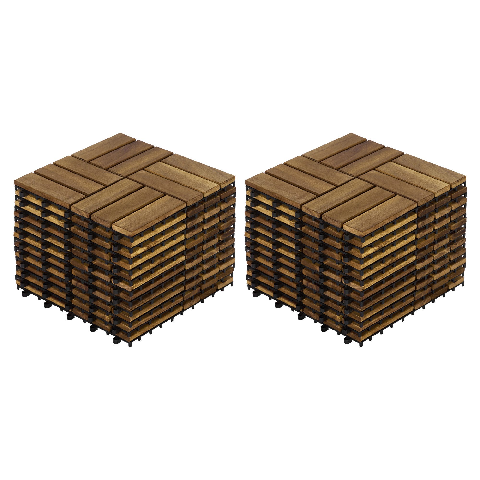 FELIXLEO Klickfliesen Akazienholz Deckfliesen 30x30 cm Schachbrett 22 Stück Gelb, 1 St.