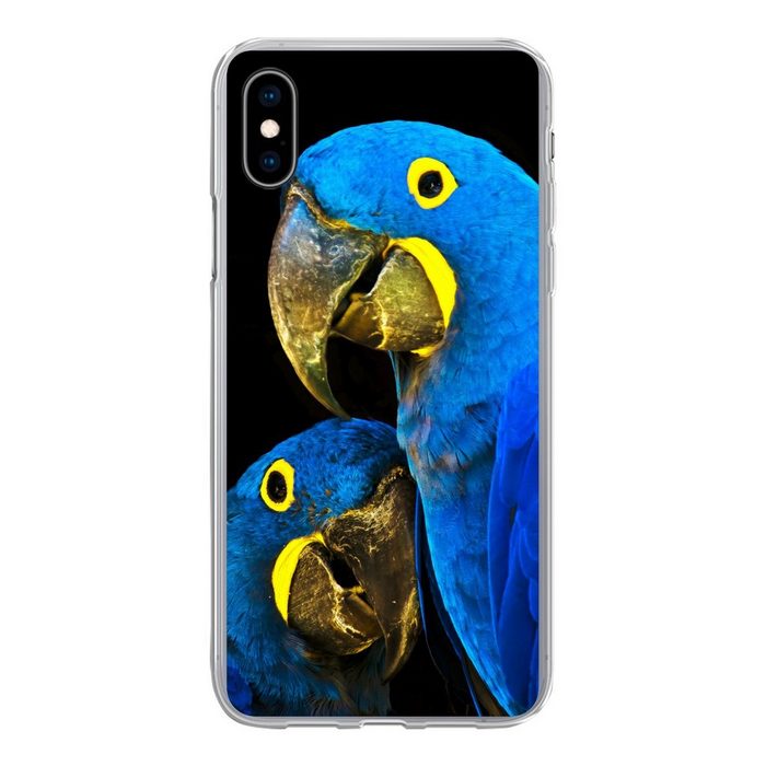 MuchoWow Handyhülle Papagei - Vogel - Federn - Blau Handyhülle Apple iPhone Xs Smartphone-Bumper Print Handy