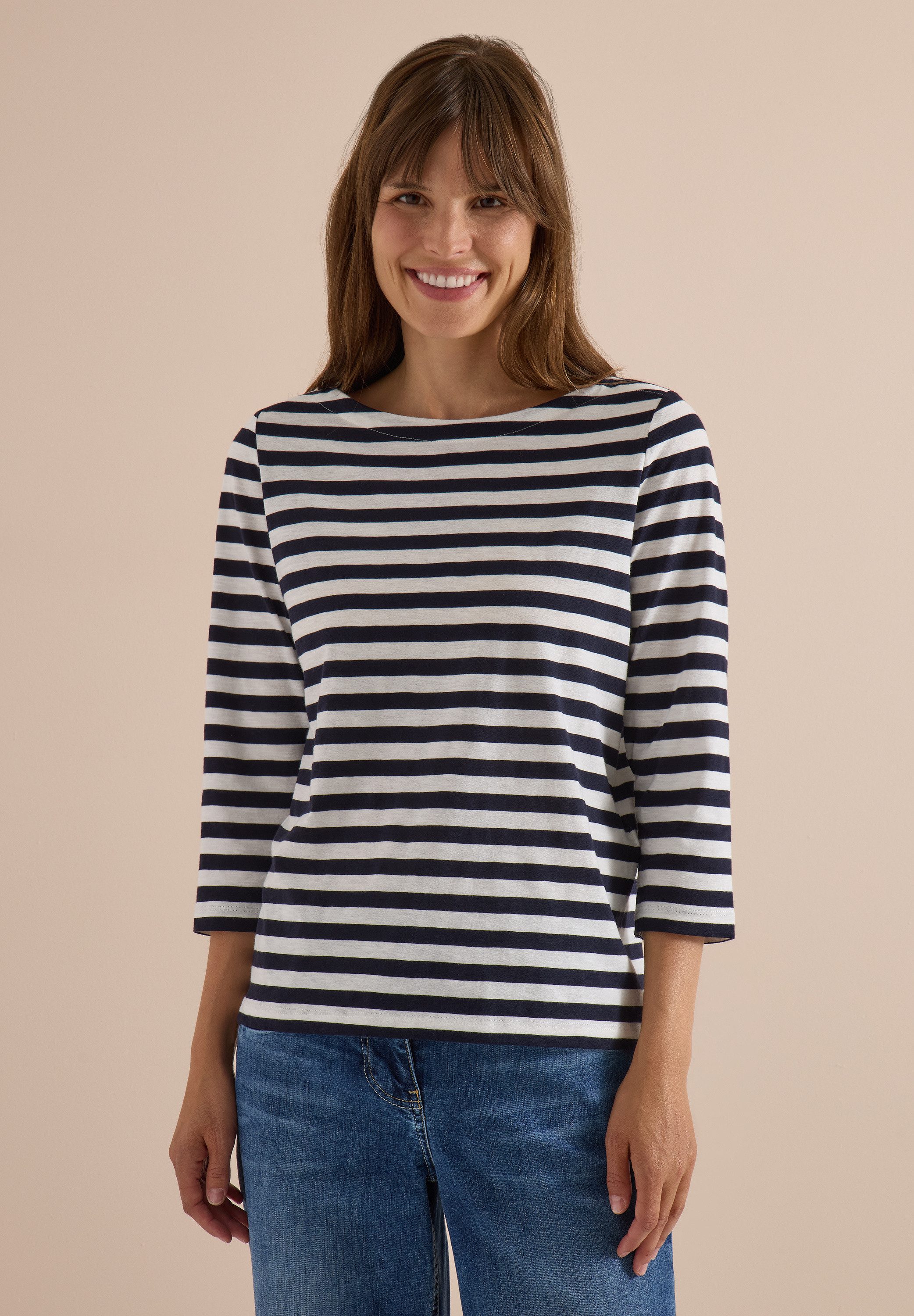 CECIL 3/4-Arm-Shirt aus reiner Baumwolle