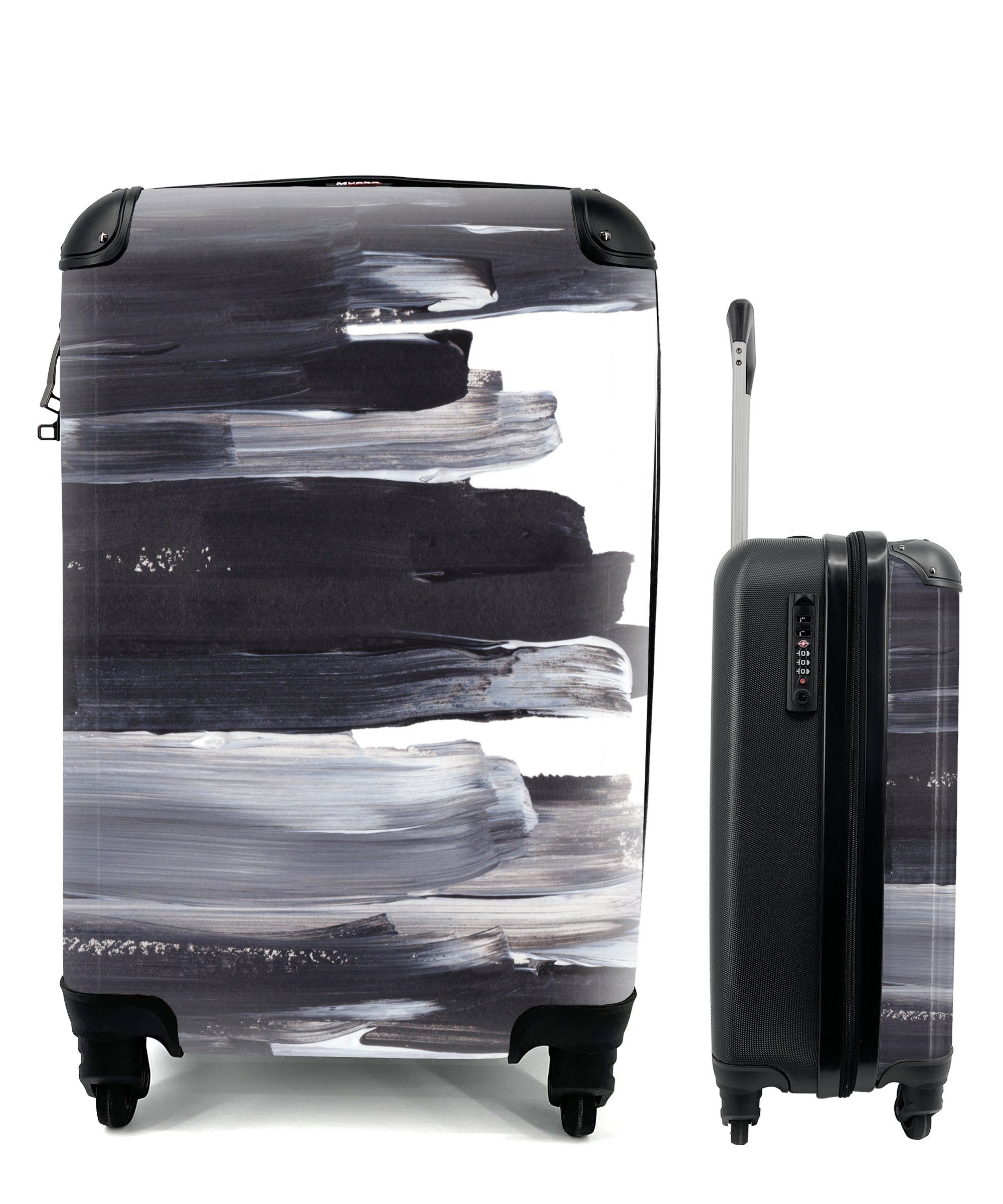 MuchoWow Handgepäckkoffer Farbe - Schwarz - Design, 4 Rollen, Reisetasche mit rollen, Handgepäck für Ferien, Trolley, Reisekoffer