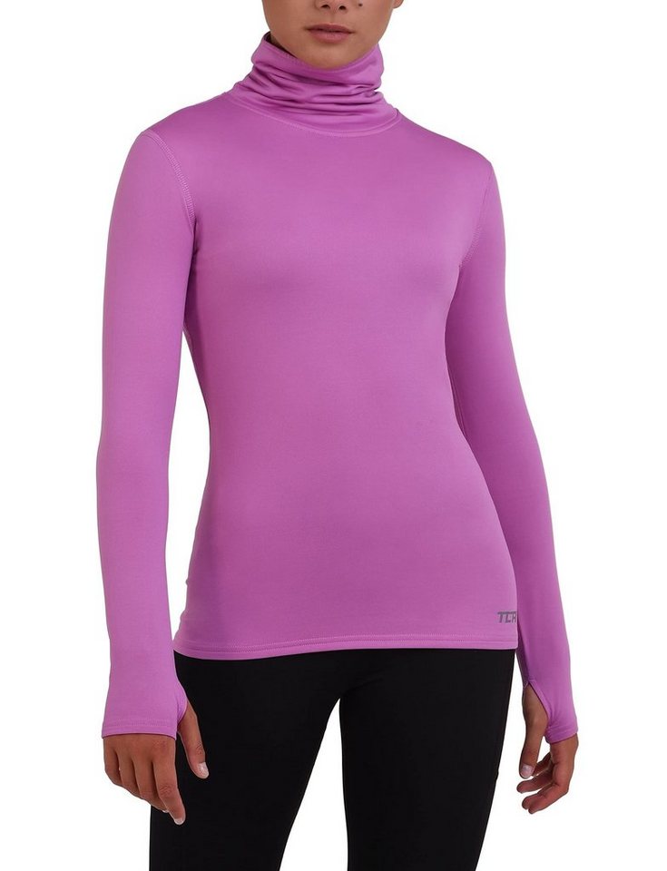 TCA Langarmshirt Womens - Warm-Up Funnel Neck Long Sleeve, Spring Crocus  (Pink) - S TCA Frauen Winter Langarm Laufshirt mit Reißverschluss - Rosa, S