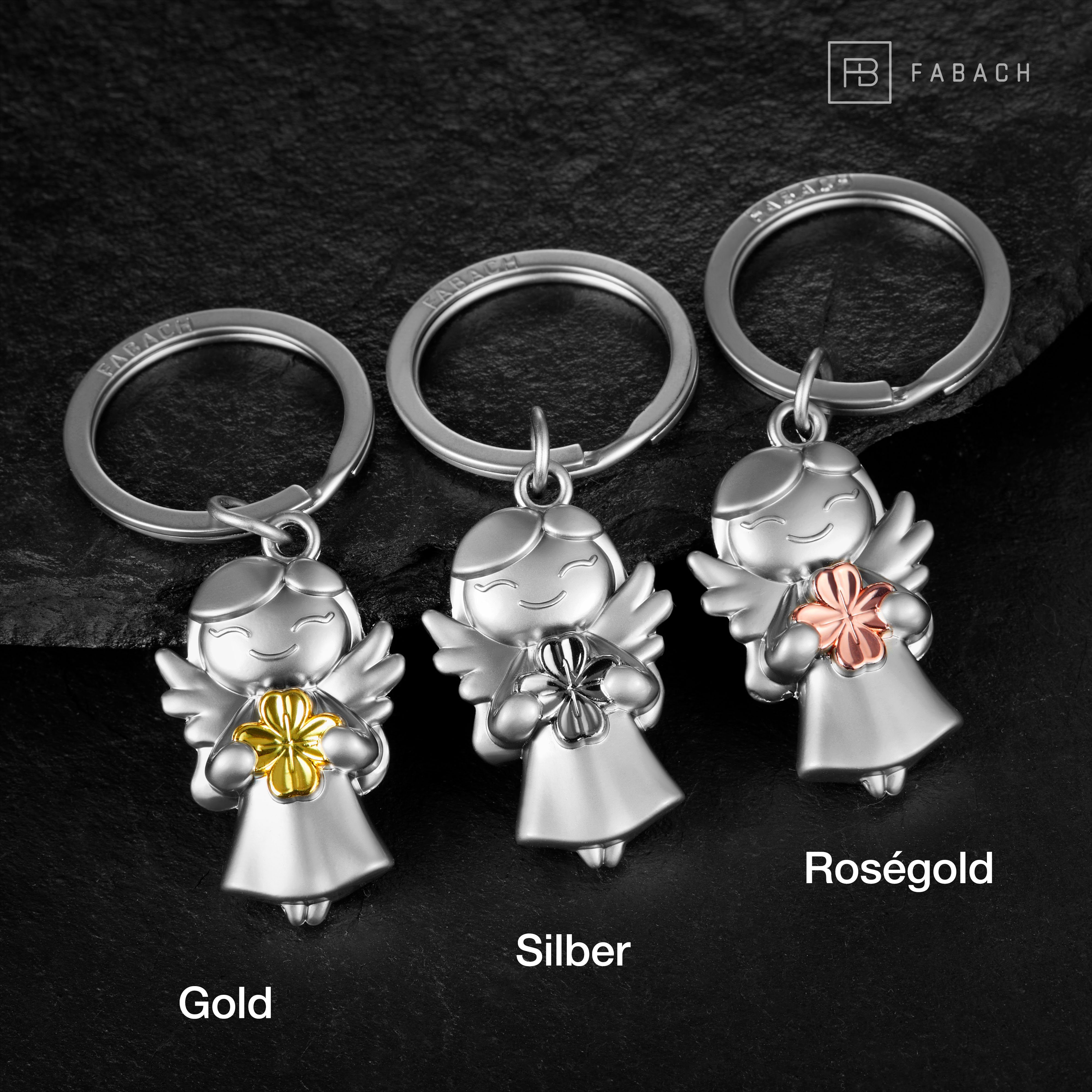 FABACH Schlüsselanhänger Schutzengel "Star" mit Kleeblatt - Engel Glücksbringer Geschenk