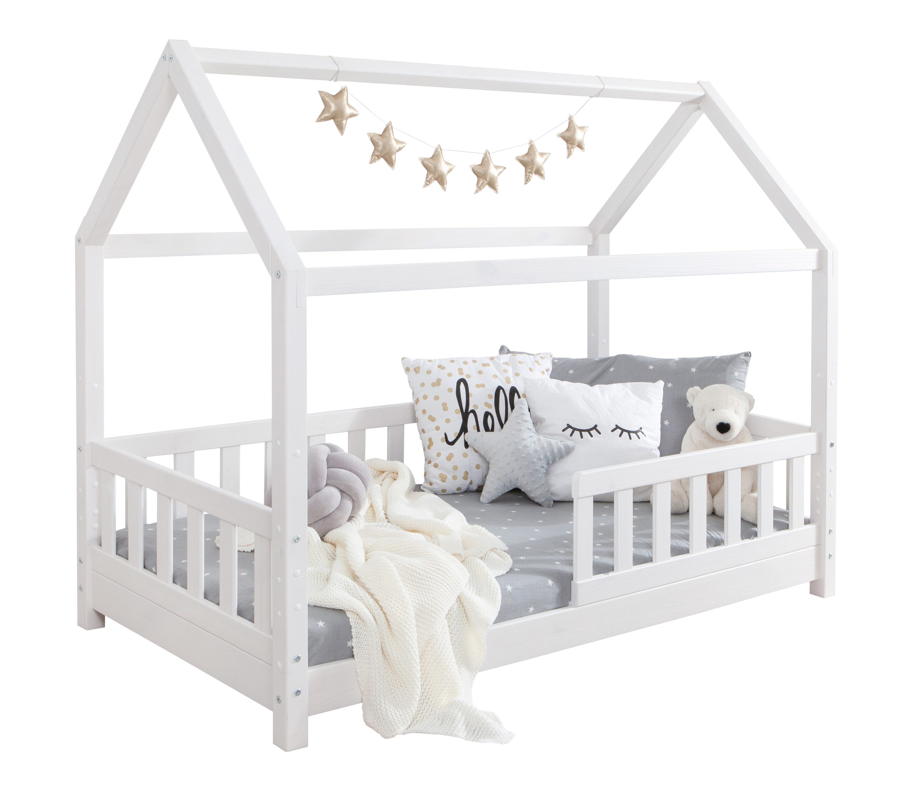 Hausbett Kay mit Rausfallschutz aus Kiefer