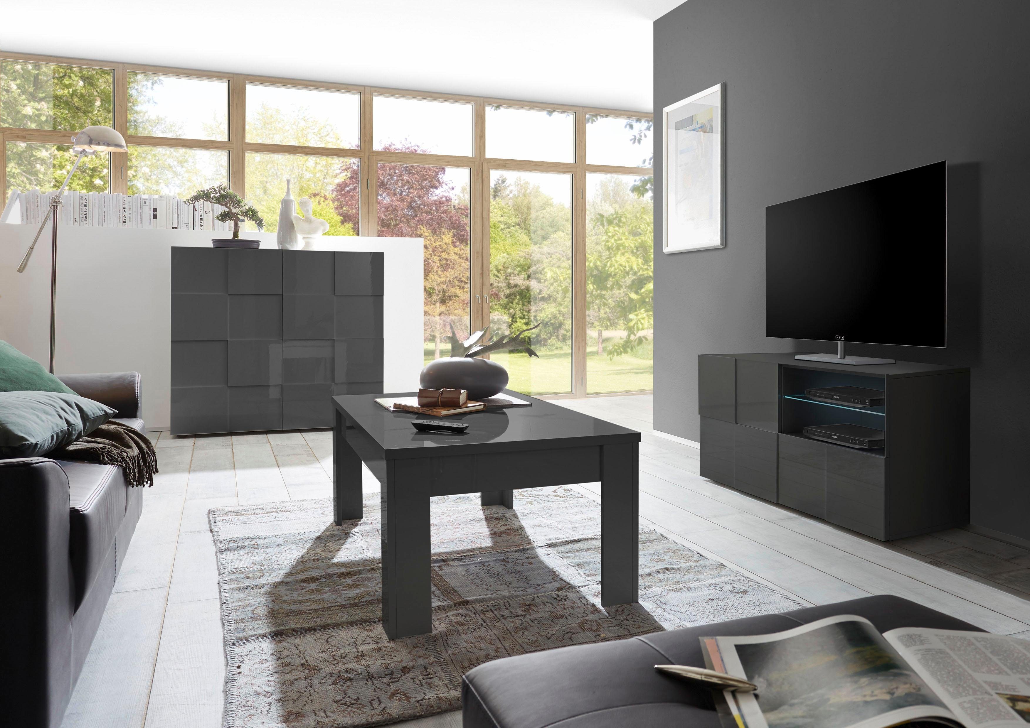 Home affaire Lowboard Dama Breite 121 cm, TV-Board 1 Tür, 1 Schubkasten, TV-Schrank, Front in 3D-Optik, grifflos, verschiedene Farben