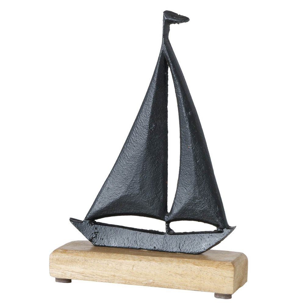 BOLTZE Dekoobjekt »Boot ABIGAIL schwarz natur aus Metall H23cm Schiff  maritim Deko Küste Strandhaus«
