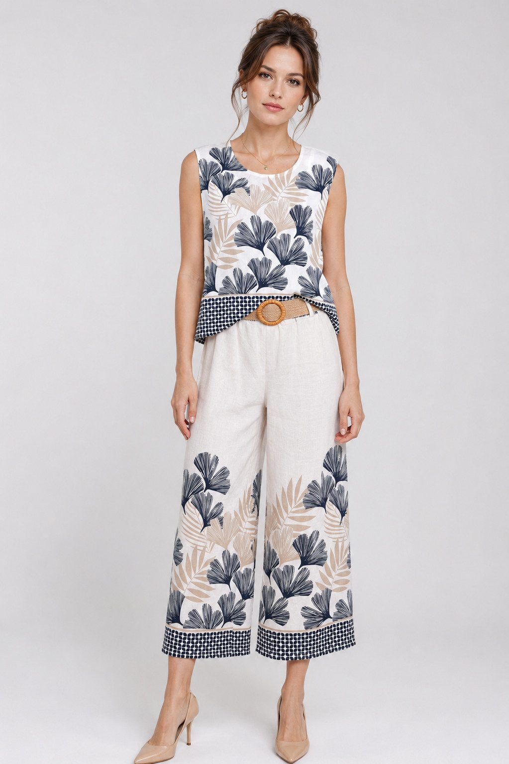 ITALY VIBES Hosenanzug - Zweiteiler für Damen - Set aus Culotte Hose und passendem Shirt ONE SIZE / passend für Größen M bis XL