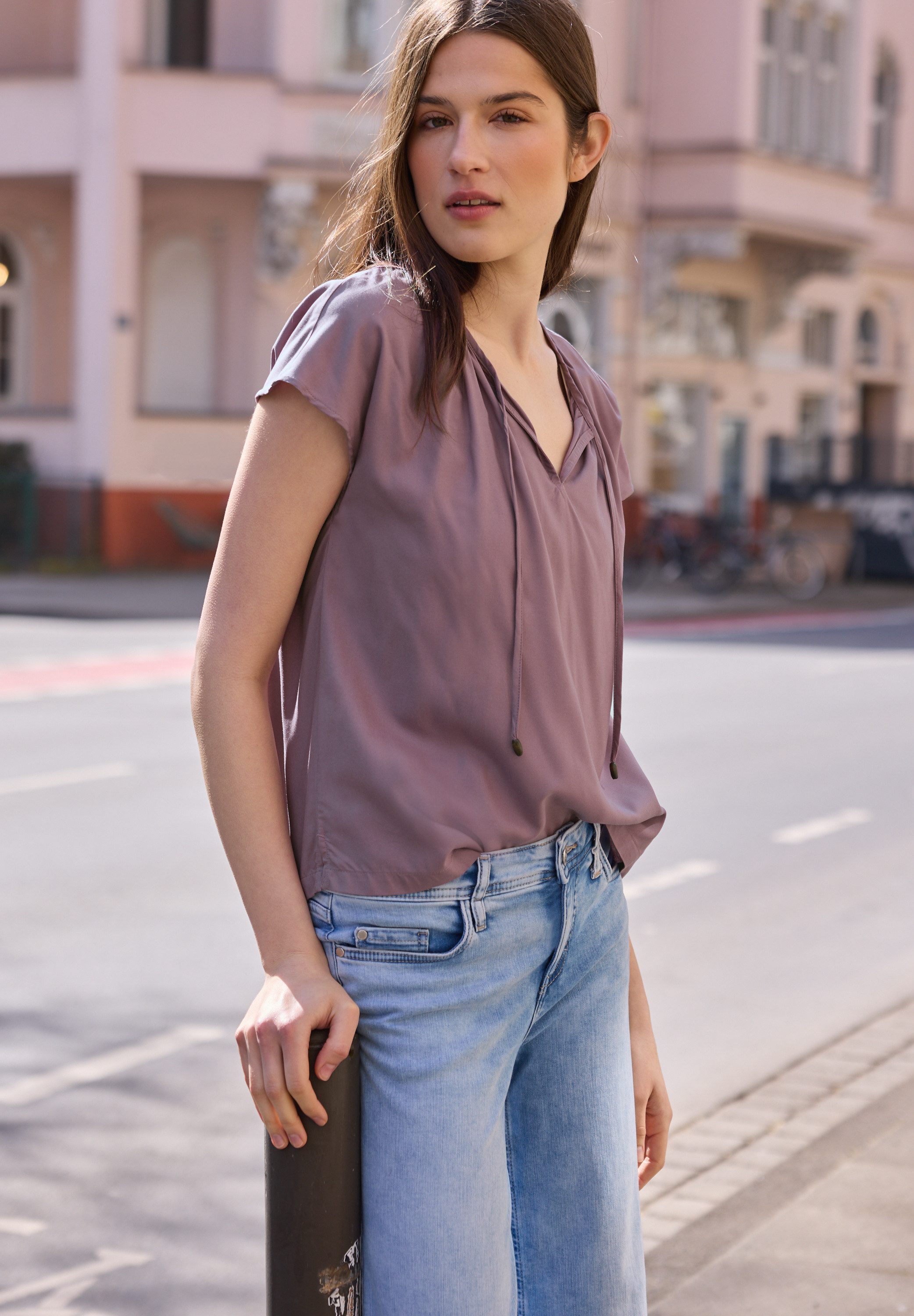 STREET ONE STUDIO Kurzarmbluse aus softer Viskose