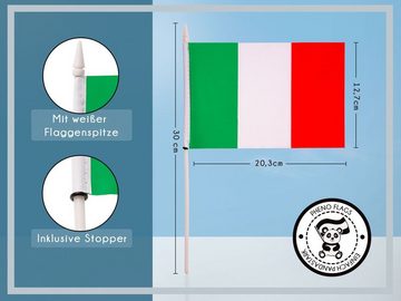 PHENO FLAGS Flagge Handfahne Italien Fähnchen Stockfahne Handflagge (10er Set zur Deko), Flaggen mit Stab