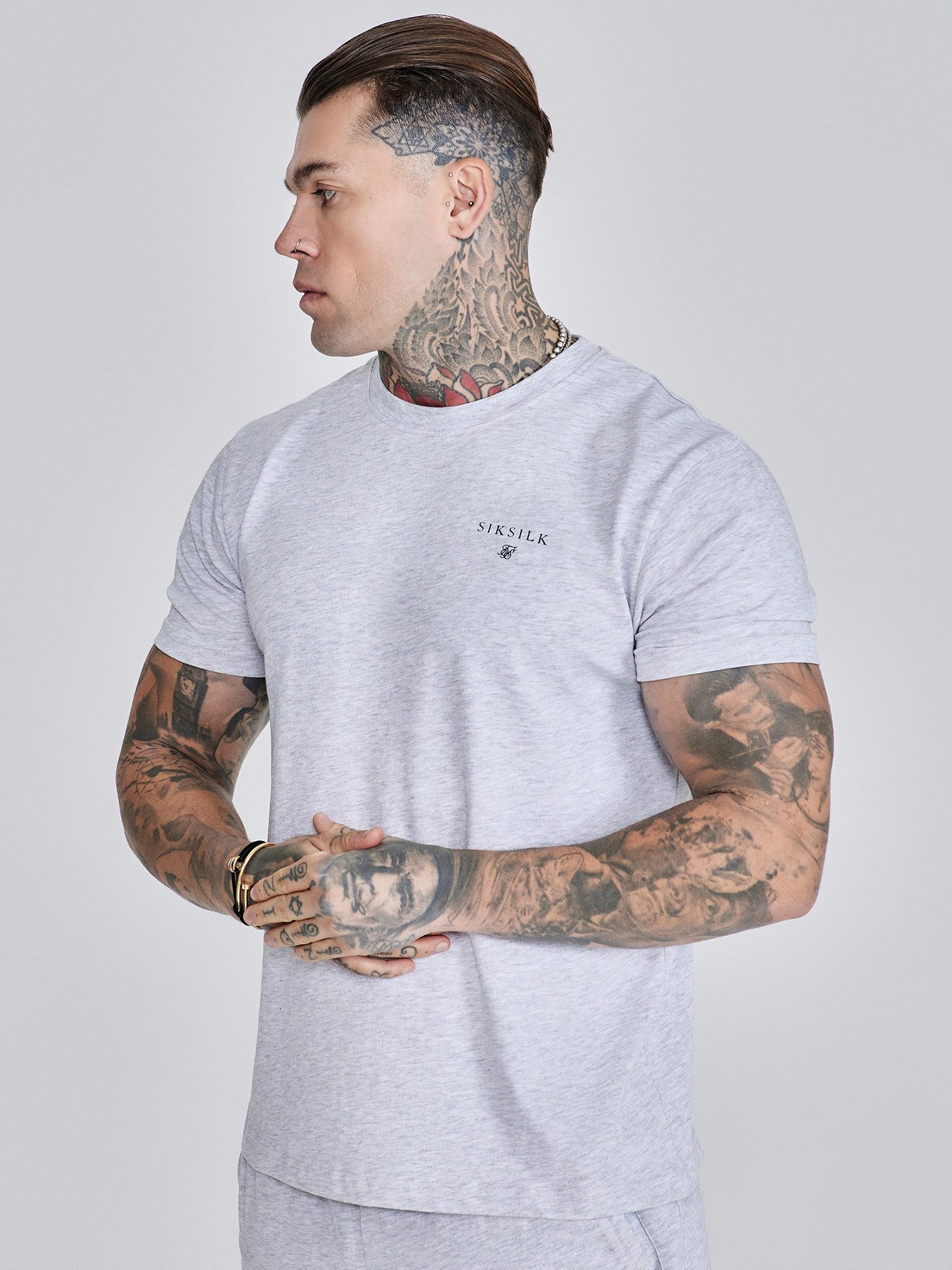 Siksilk T-Shirt & Shorts SikSilk Herren Grau Marl T-Shirt und Shorts Set