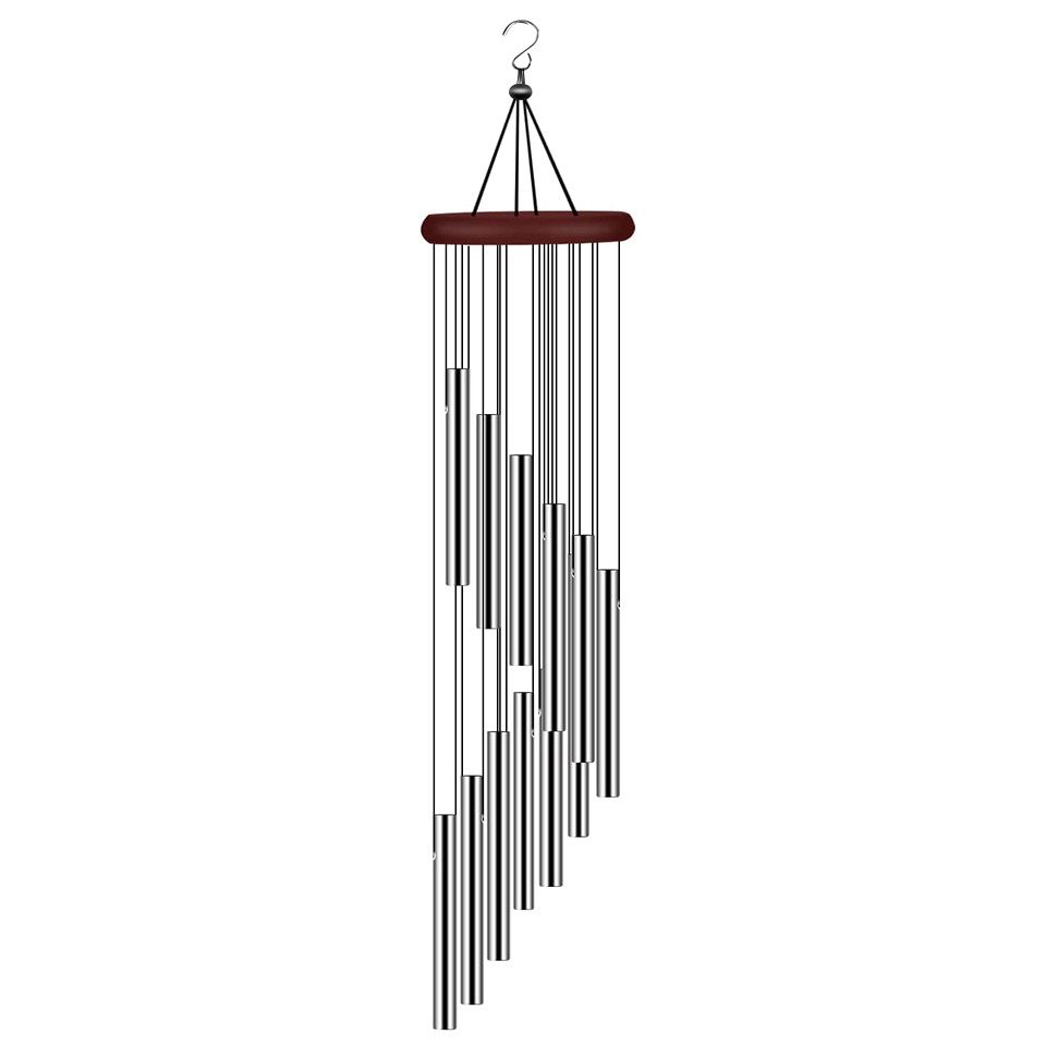 Agger Windspiel Windspiel für den Außenbereich – Gedenk-Windspiel mit 12 Röhren, aus Aluminiumlegierung und Aufhängehaken
