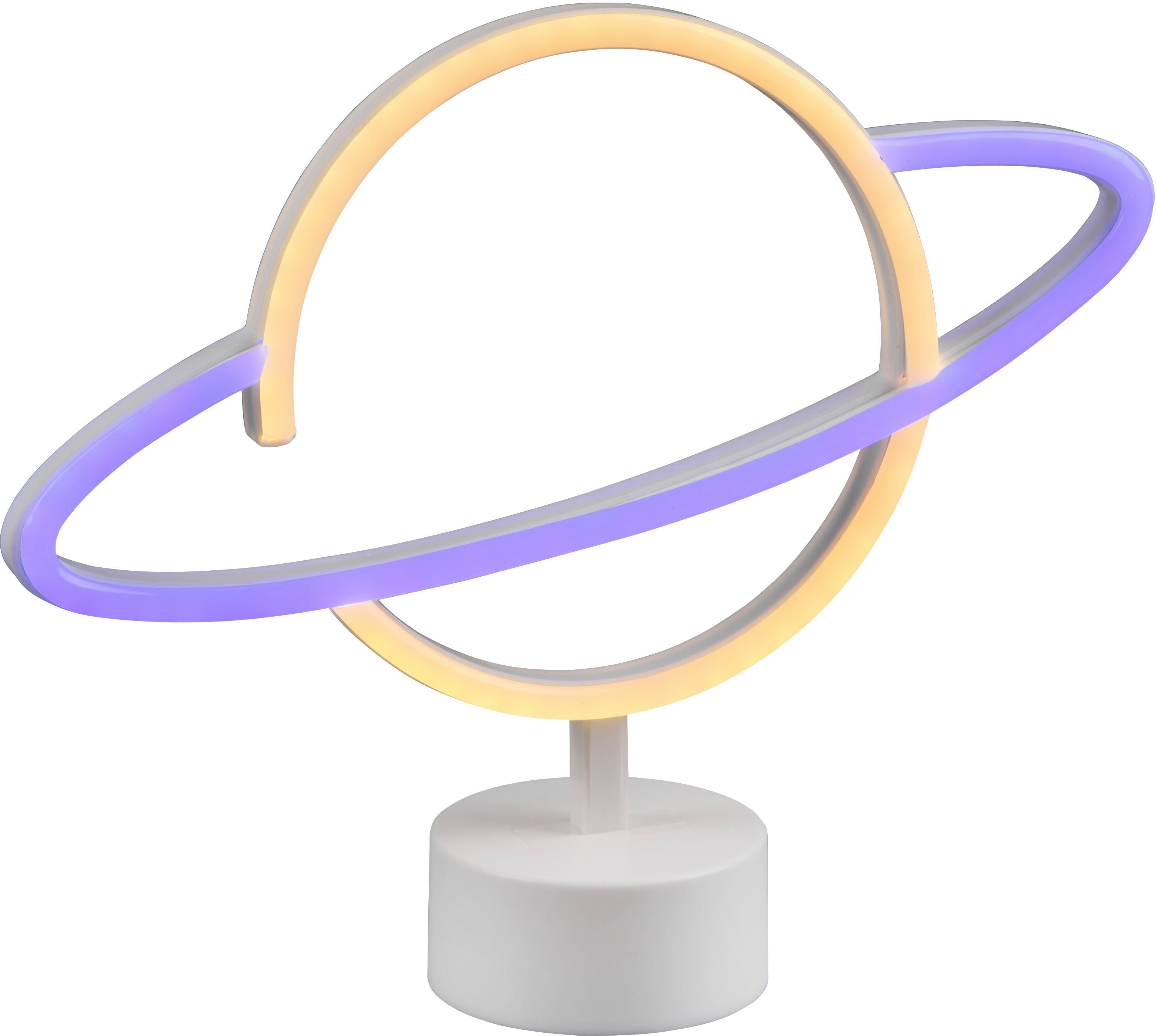 Reality Leuchten LED Tischleuchte Planet, Ein-/Ausschalter, LED fest integriert, RGB, Deko Tischlampe im Weltall Design, mit USB Anschluss, Größe 29 x 24 cm