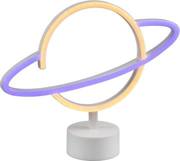 TRIO Leuchten LED Tischleuchte Planet, Ein-/Ausschalter, LED fest integriert, RGB, Deko Tischlampe im Weltall Design, mit USB Anschluss, Größe 29 x 24 cm
