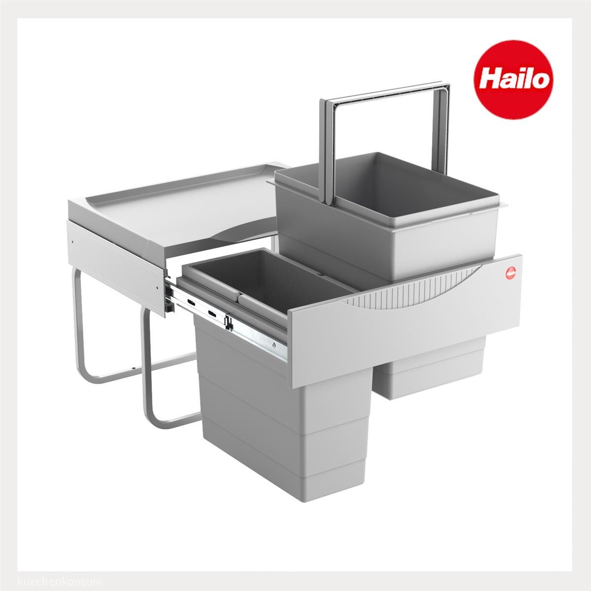 Hailo Einbaumülleimer Hailo Abfallsammler 3644701 TR Swing Raumspar-Tandem-S 18 + 12 Liter, 3644701 2fach für Schrankbreite ab 500 mm mit Drehtür