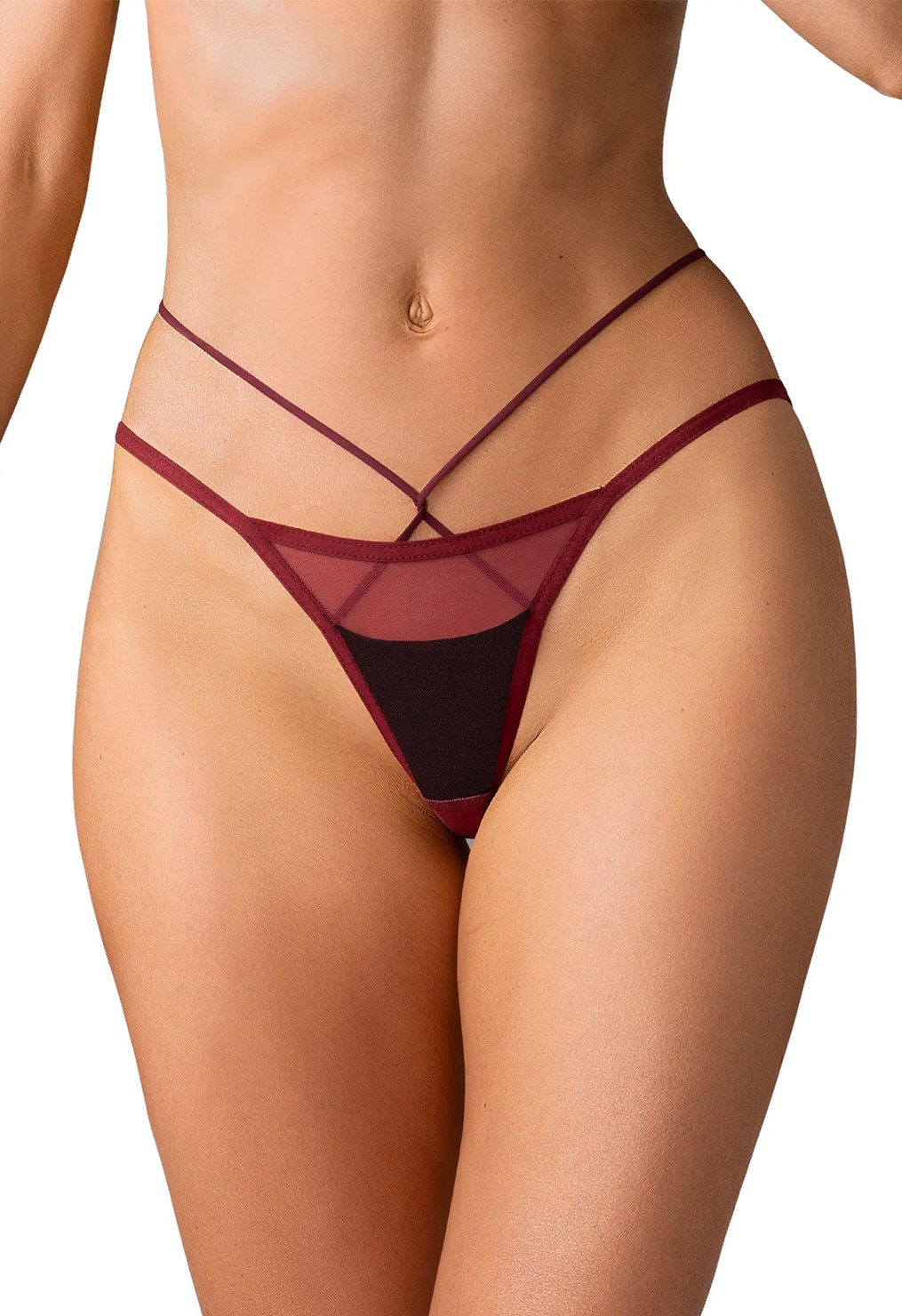 Obsessive Minislip Parisel Mini Panties Slip - schwarz, burgunder (1-St) schmeichelhafter V-Schnitt, weiches transparentes Material