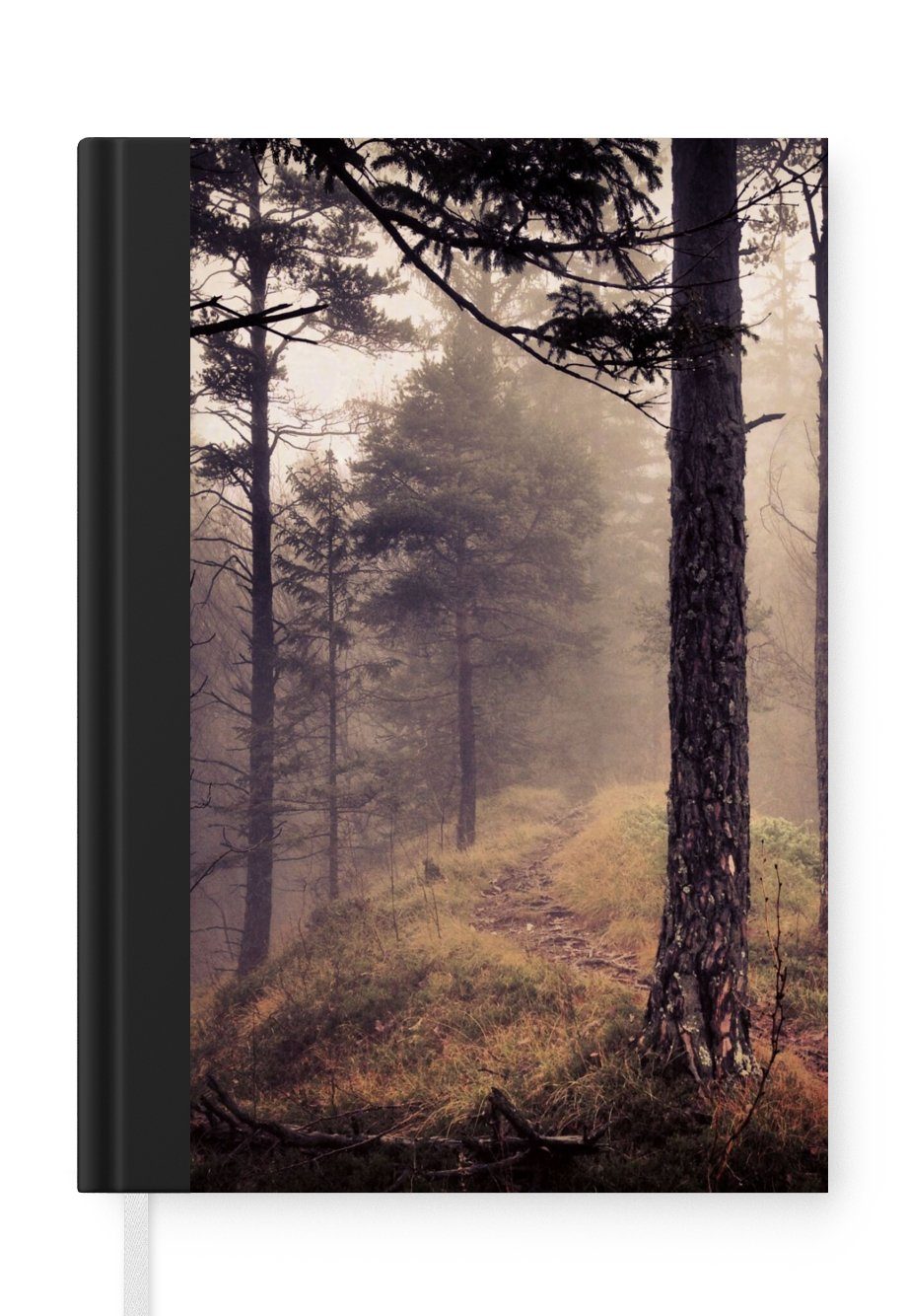 MuchoWow Notizbuch Nebel - Herbstdekoration - Natur - Wald, Journal, Merkzettel, Tagebuch, Notizheft, A5, 98 Seiten, Haushaltsbuch
