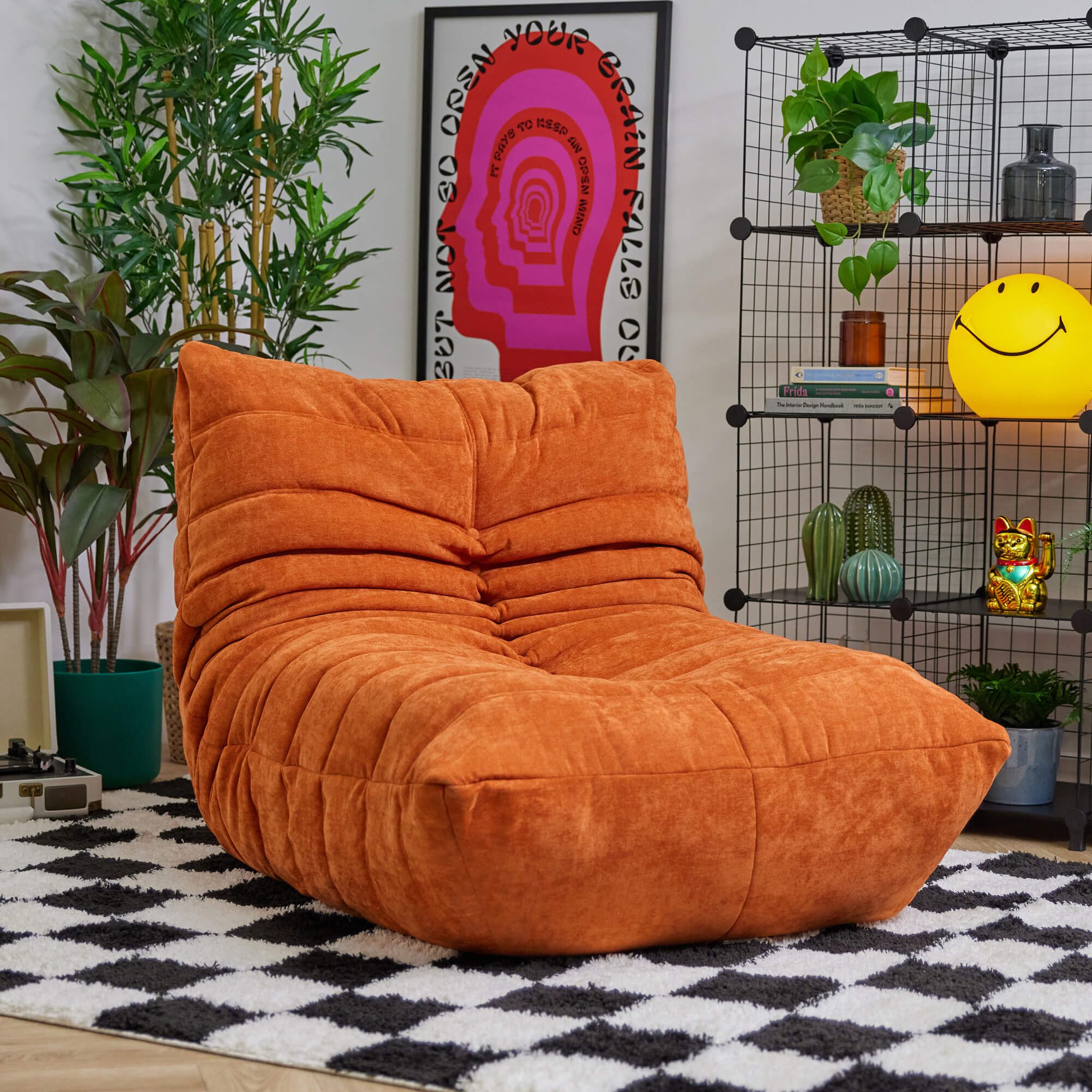 icon Sessel Schwammsofa Raupensitzsack Relaxsessel XXL aus Chenille "Enzo", Schaumstoff Füllung, für Wohnzimmer, für Schlafzimmer