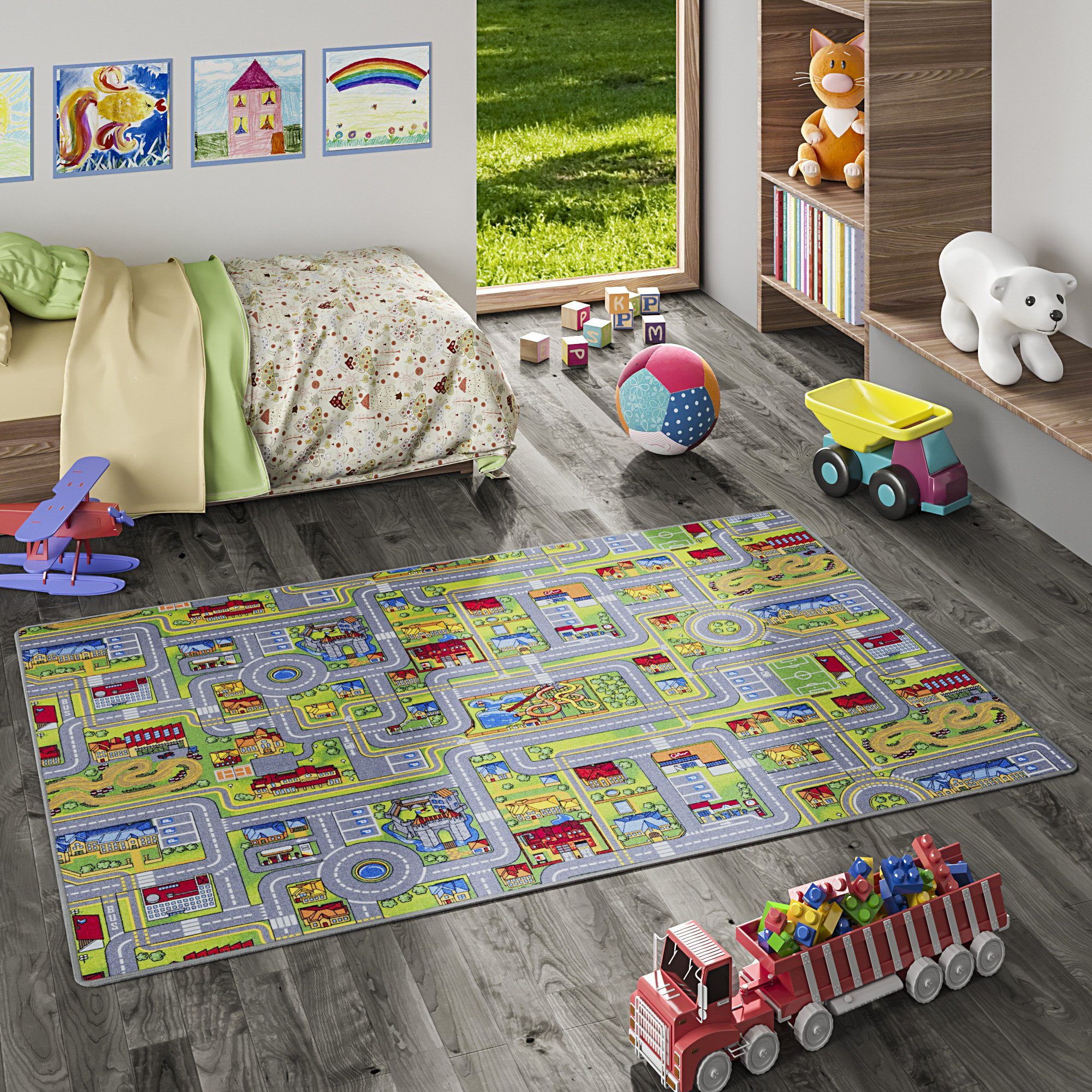 Snapstyle Kinderteppich Kinder Spiel Straßenteppich, Rechteckig, Höhe: 4 mm