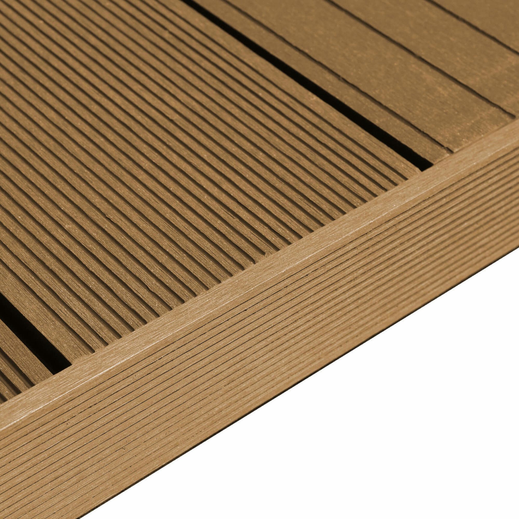 WPC Profi Terrassendielen WPC Flachleiste MUSTER 15 cm teak 55x10 mm, (Flachleiste, Musterstück 15 cm)