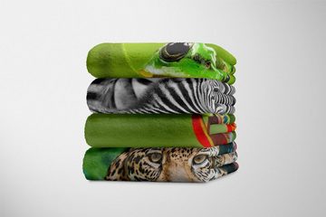 Sinus Art Handtücher Handtuch Strandhandtuch Saunatuch Kuscheldecke mit Tiermotiv kleiner Frosch auf, Baumwolle-Polyester-Mix (1-St), Handtuch