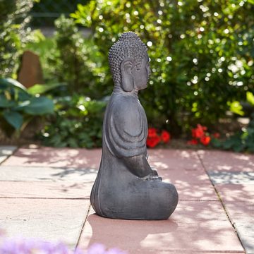 NEUSTEIN Buddhafigur XXXL Großer Buddha 50 cm Steinoptik Garten Deko Figur Skulptur Feng Shui sitzend Steinfigur-Optik