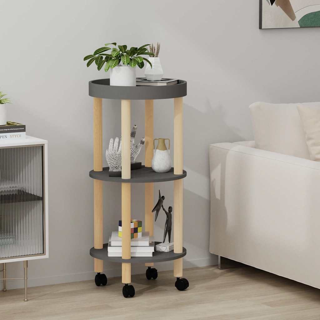 vidaXL Küchenwagen Servierwagen 3 Etagen Grau 38x38x82cm Holzwerkstoff Kiefernholz