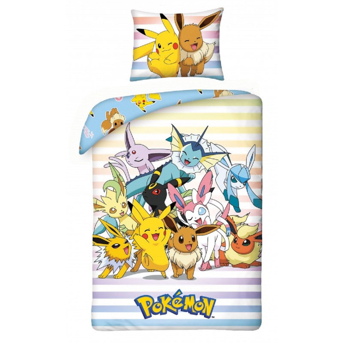 POKÉMON Bettwäsche Set aus Mikrofaser Deckenbezug 140 × 200 cm mit 70 × 90 cm Kissenbezug, Mikrofaser, 2 teilig