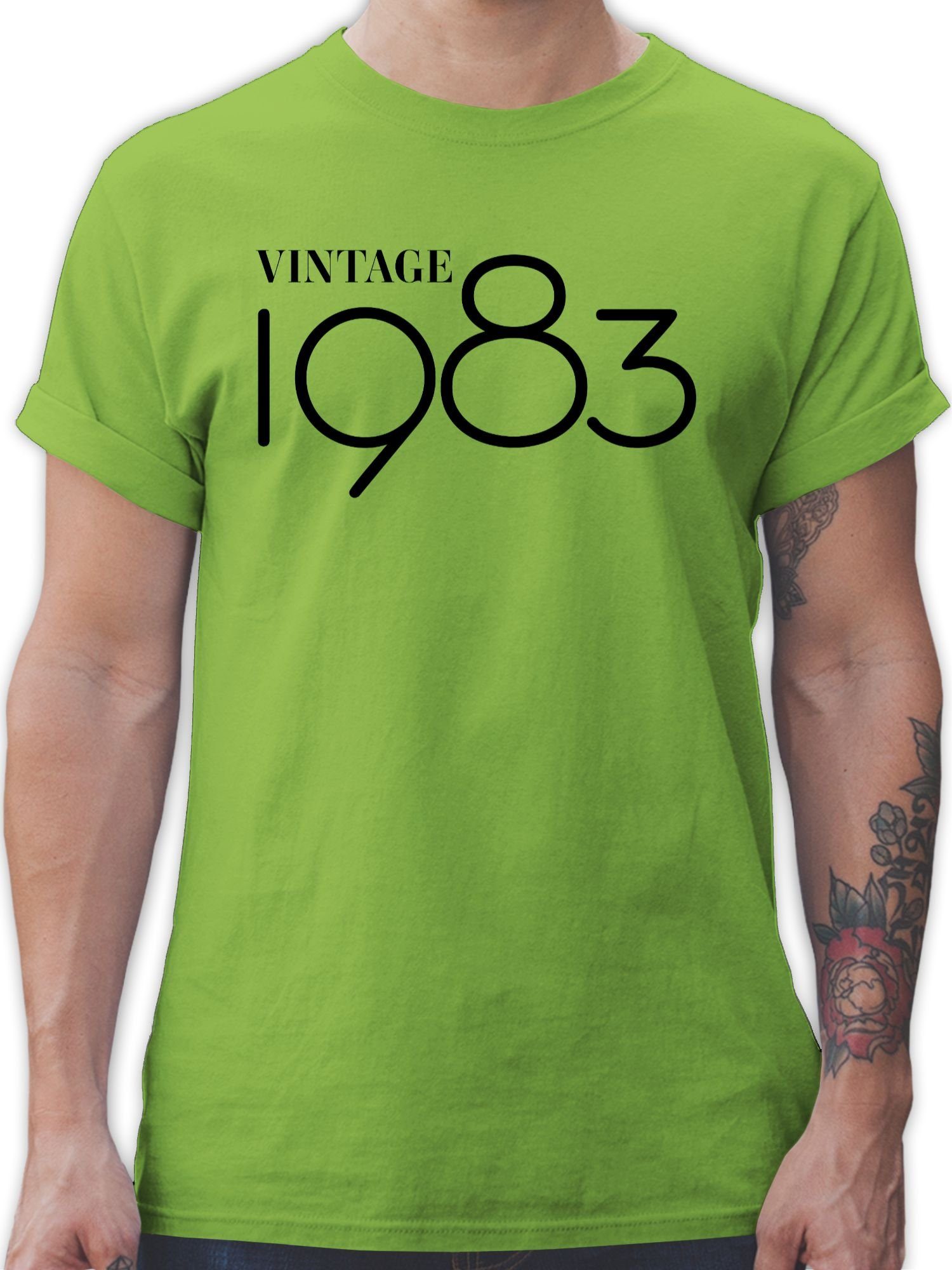 Shirtracer T-Shirt Vintage 1983 schwarz 40. Geburtstag 03 Hellgrün
