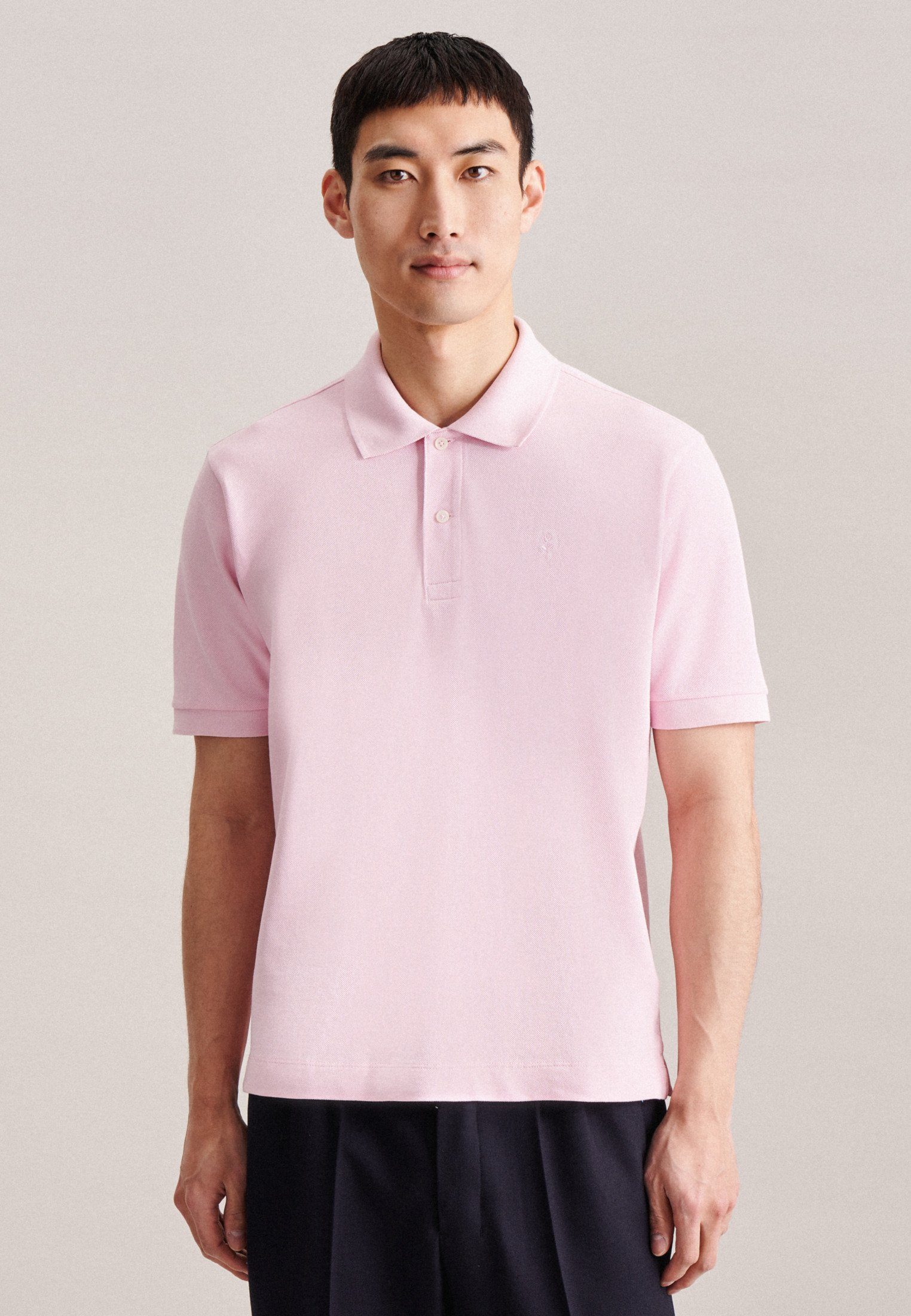 seidensticker Poloshirt Slim Kurzarm Kragen Uni Rosa/Pink