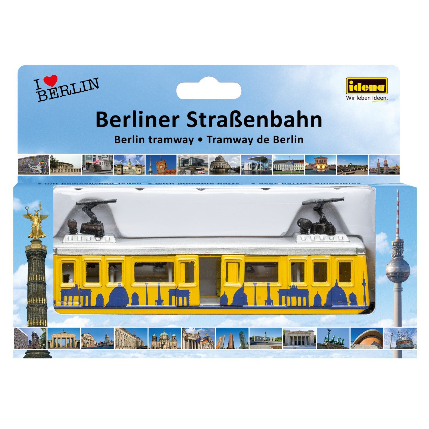 Idena Spielzeug-Straßenbahn Idena 4259526 - Modell Berliner Straßenbahn, mit Rückzugmotor, ca.
