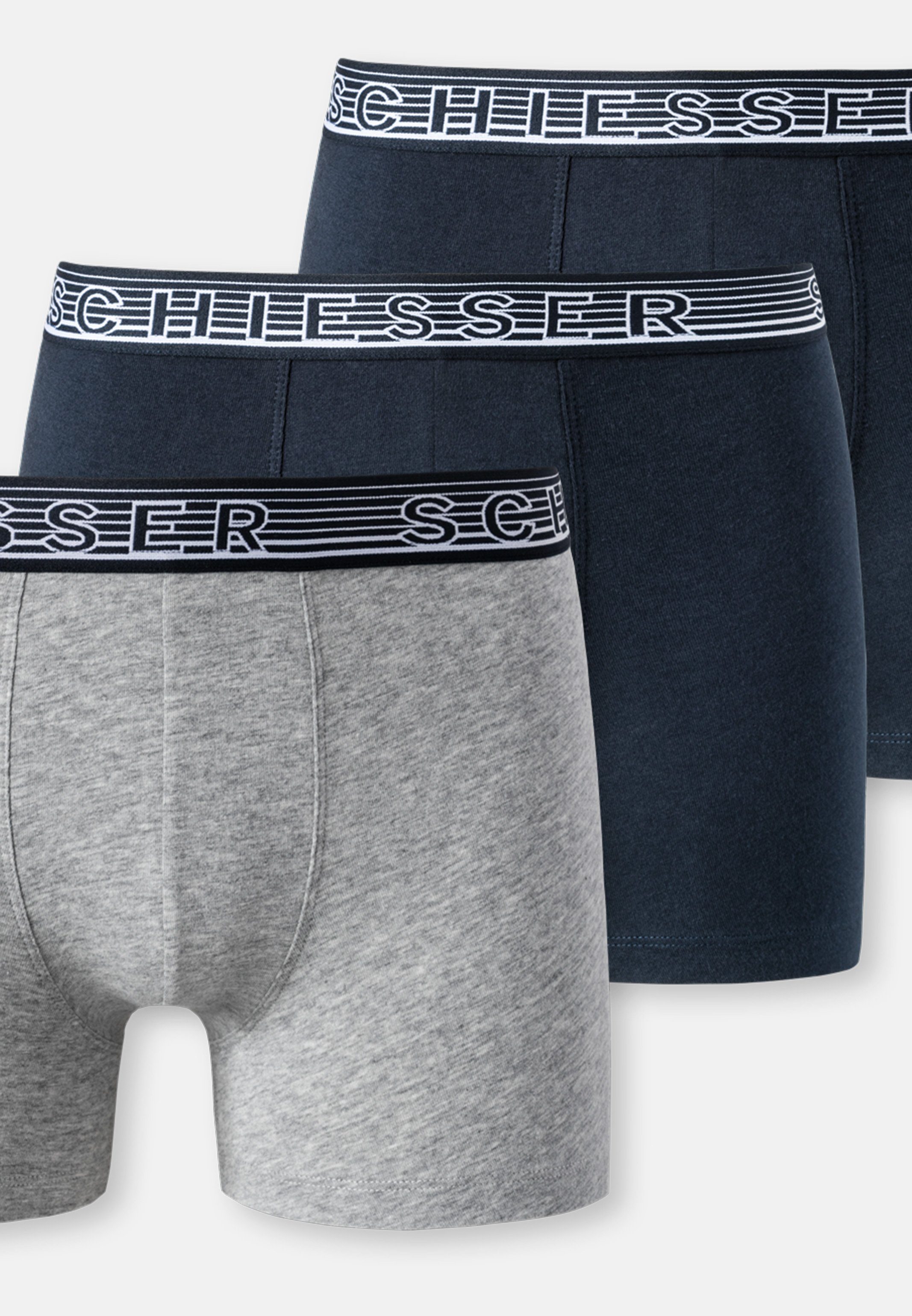 Boxer - Boys - 95/5 Pack (Spar-Set, Teens Short Retro 3er Cotton Schiesser Ohne Baumwolle Organic Retro Eingriff Grau/Blau Pant - / 3-St)