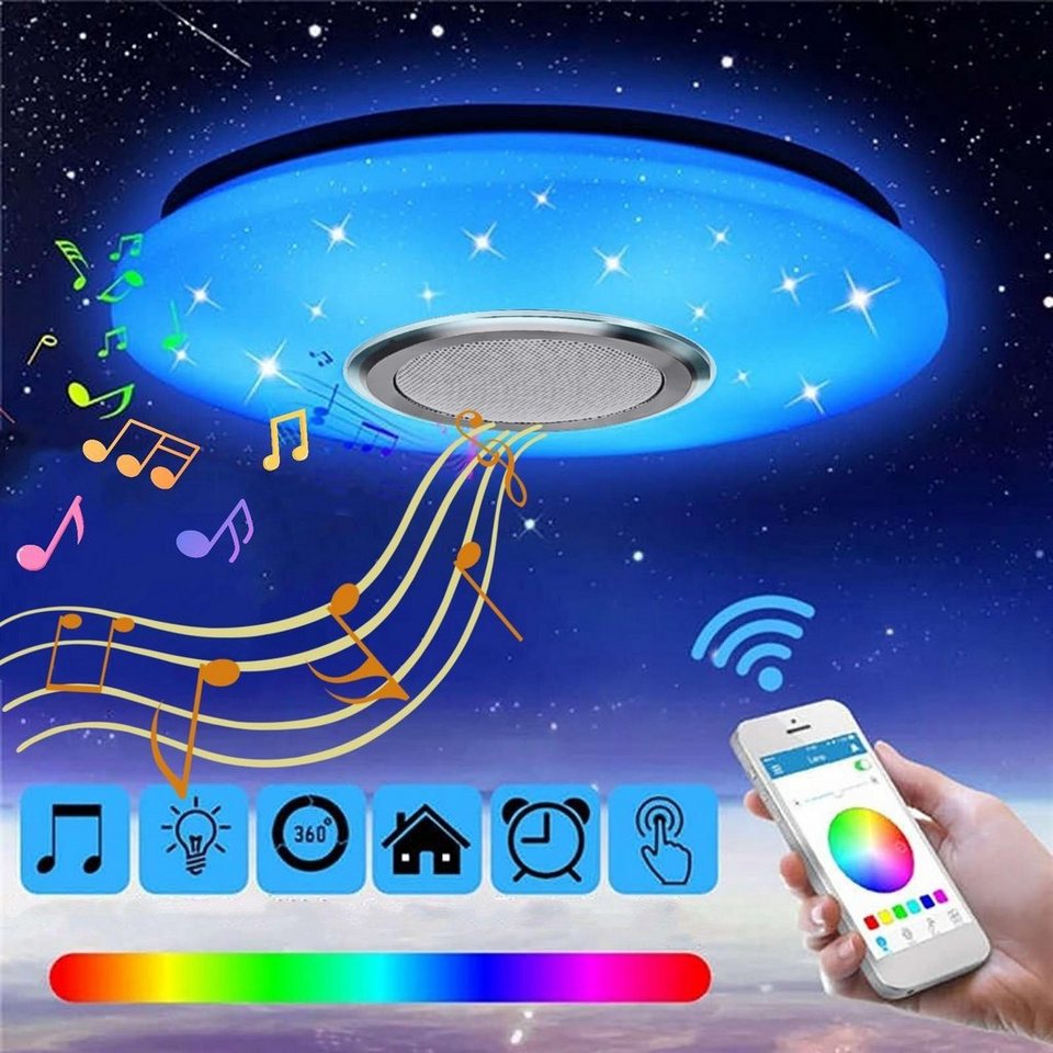 autolock LED Deckenleuchte Deckenleuchte LED Deckenlampe RGB Bluetooth  Lautsprecher Fernbedienung