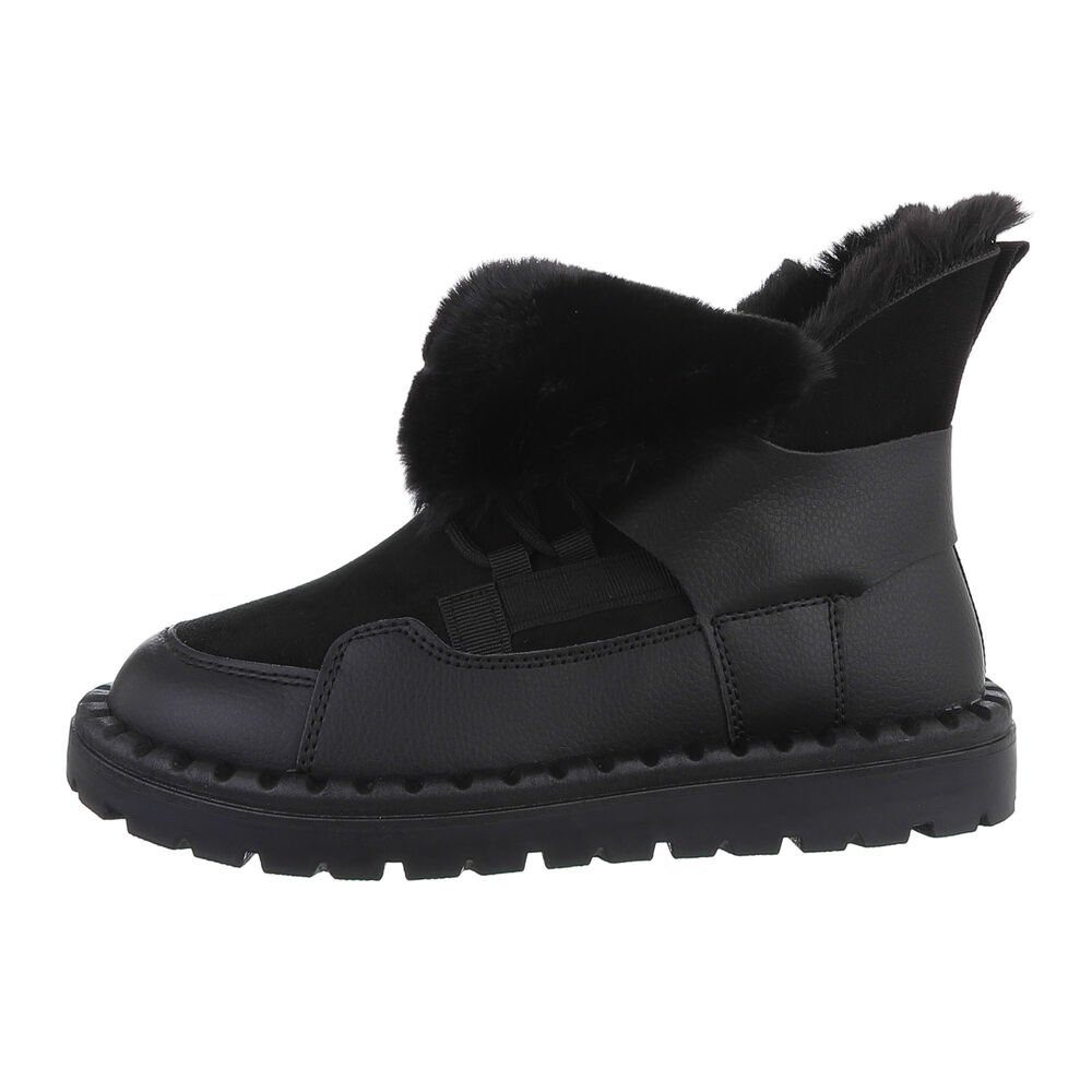 Ital-Design Damen Snowboots Freizeit Snowboots Flach Schnürstiefeletten in Schwarz