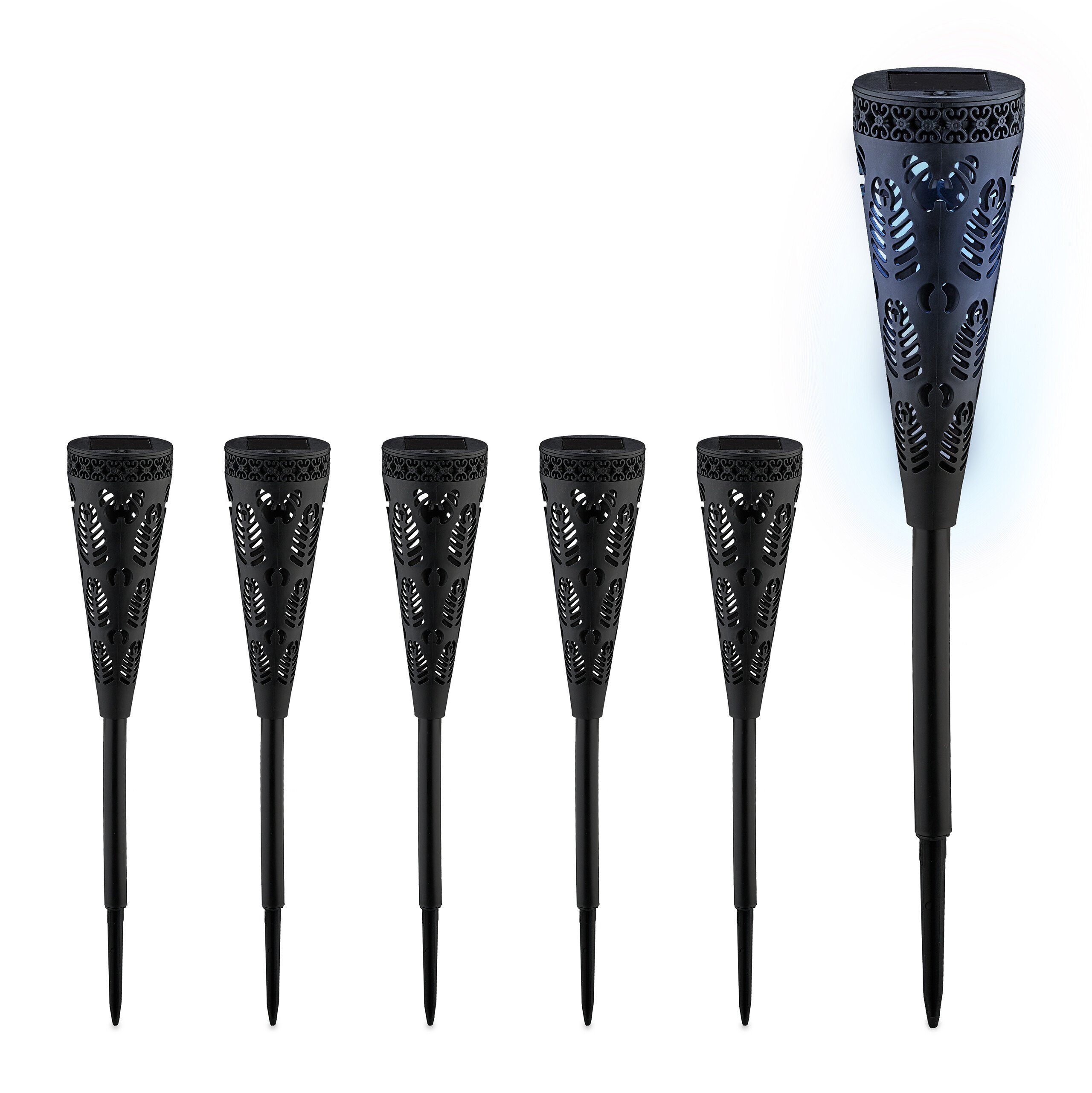 relaxdays LED Solarleuchte Solarlampen-Set mit Lichteffekt, günstig online kaufen