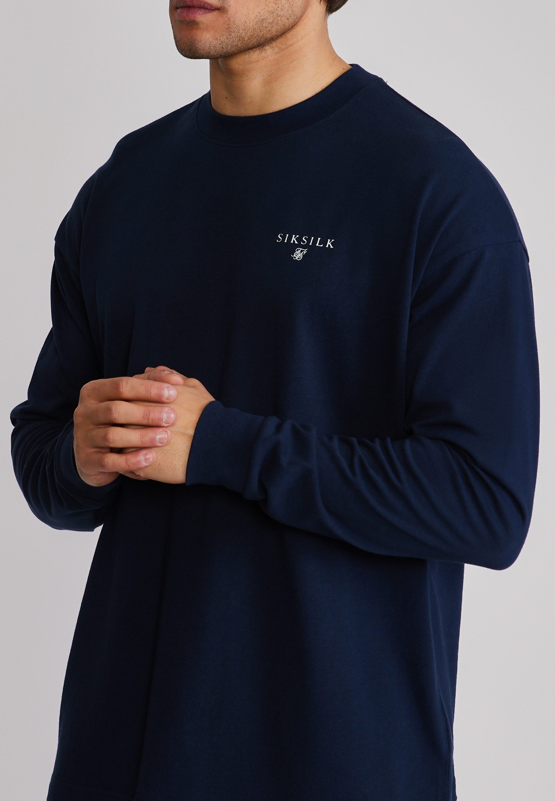 Siksilk T-Shirt SikSilk Herren Navyblau Long Sleeve T-Shirt
