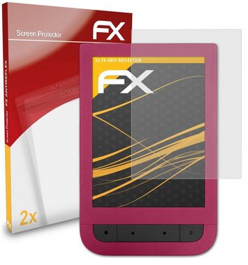 atFoliX Schutzfolie für PocketBook Touch HD 2, (2 Folien), Entspiegelnd und stoßdämpfend
