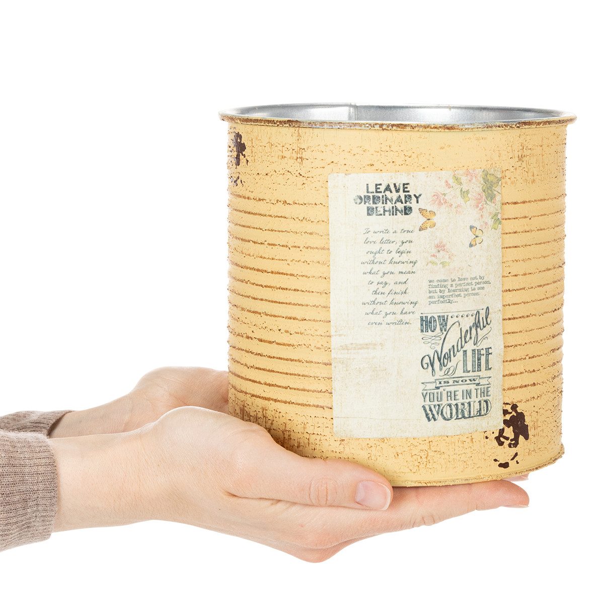 Florists Products Übertopf Deko-Vintage-Pflanzgefäß mit Shabby-Chic-Design aus Metall