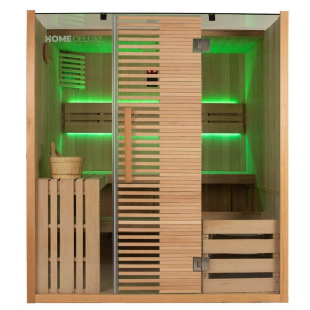 DEKO VERTRIEB BAYERN Sauna XXL Luxus Traditionelle Sauna 180x150x200 SET inkl. 7,5 KW Saunaofen