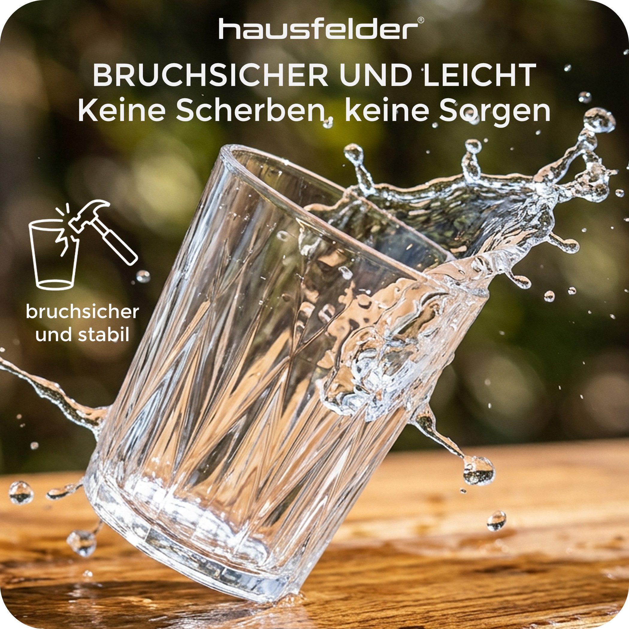 Hausfelder Gläser-Set Tritan Trinkbecher aus Kunststoff, 4er Set transparent, Weave Design, 4-tlg., Kunststoff, bruchsicherer Kunststoff in Glas-Optik – Bild 3 von 5