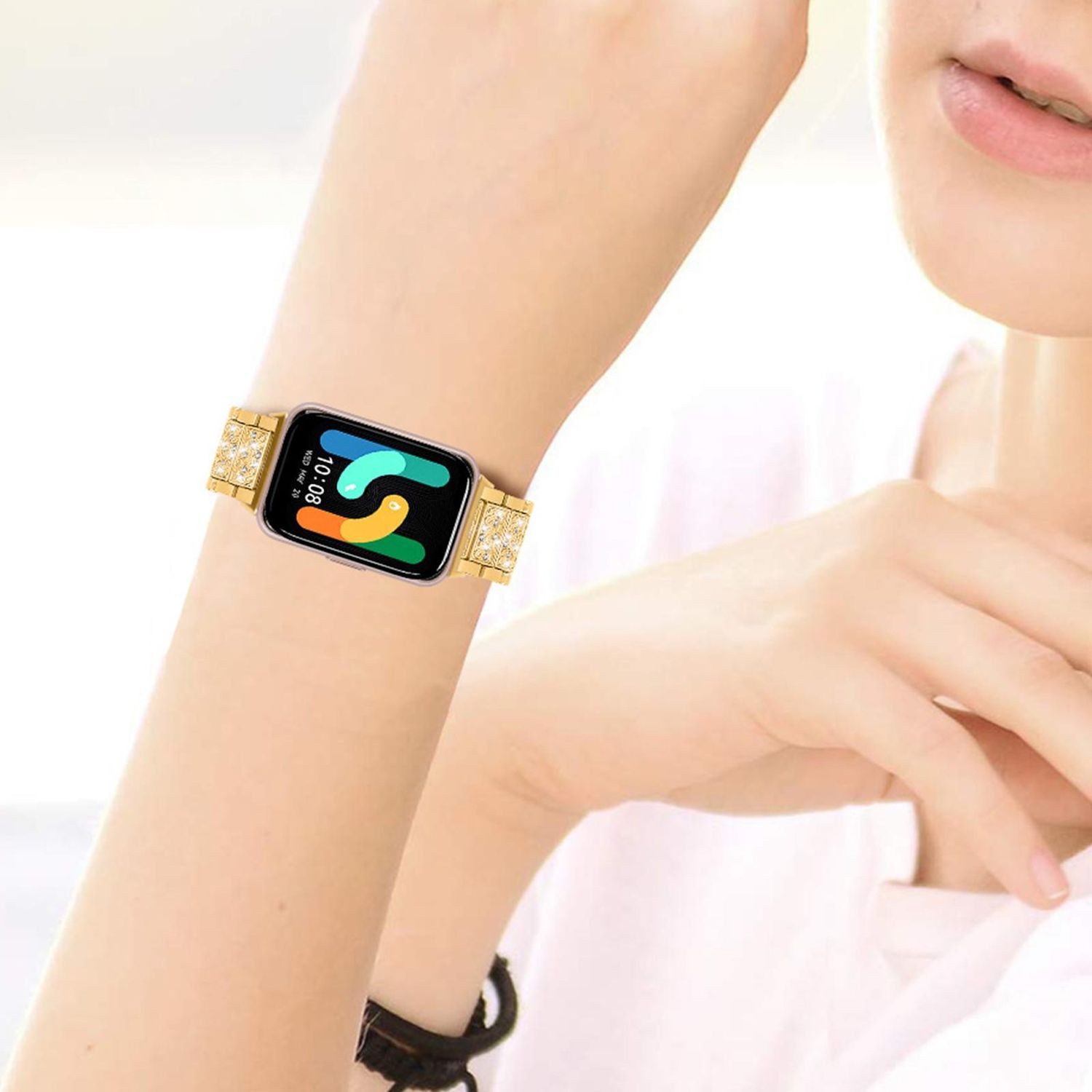 Wigento Smartwatch-Armband Für Samsung Galaxy Watch 8 / 8 Classic Armband Diamant Design Silber, Diamant Design, Edelstahl, Schmuck-Optik, Verstellbar